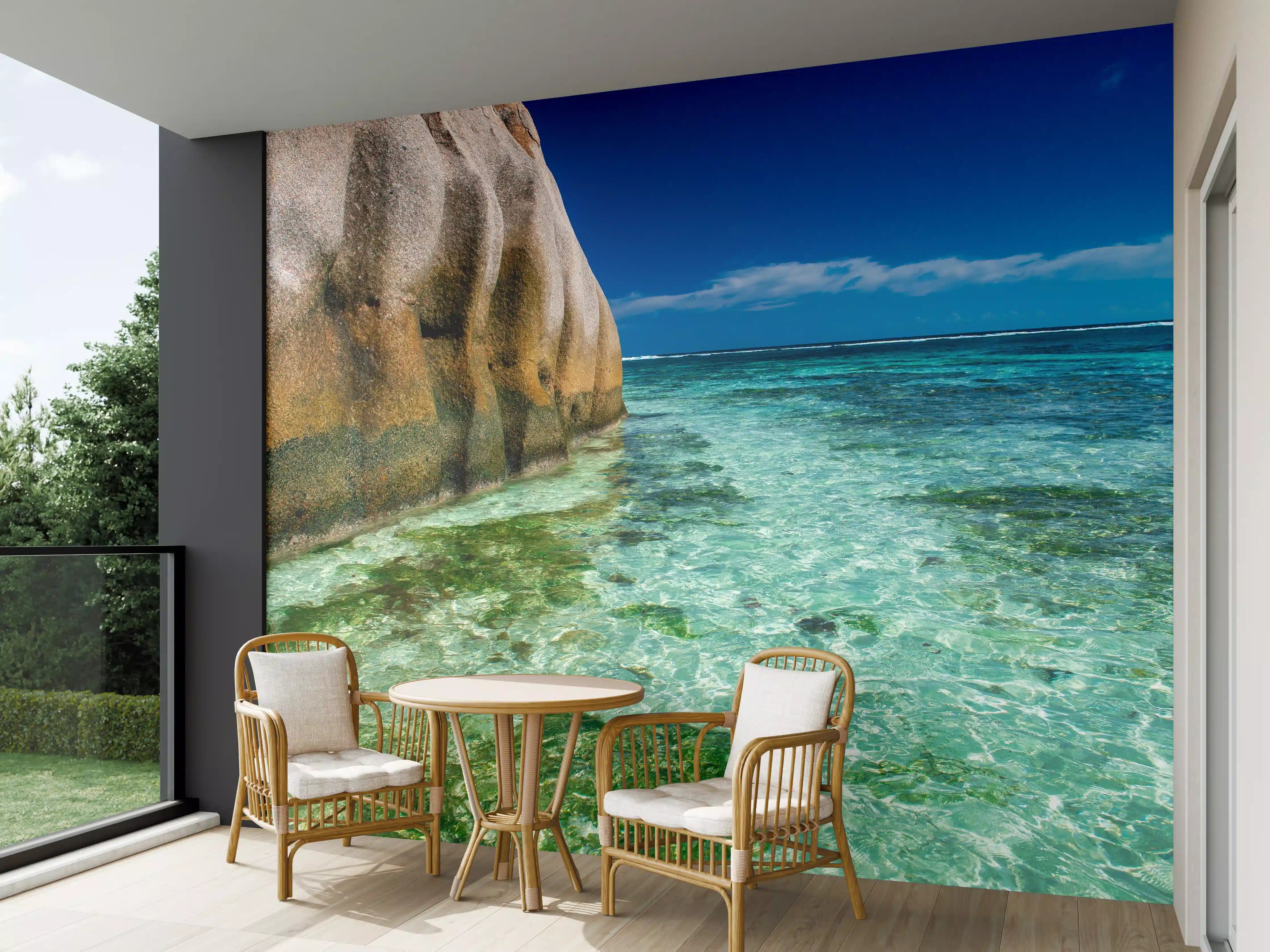 Wandverkleidung außen - Erstaunliche Felsen am Strand Source d'Argent