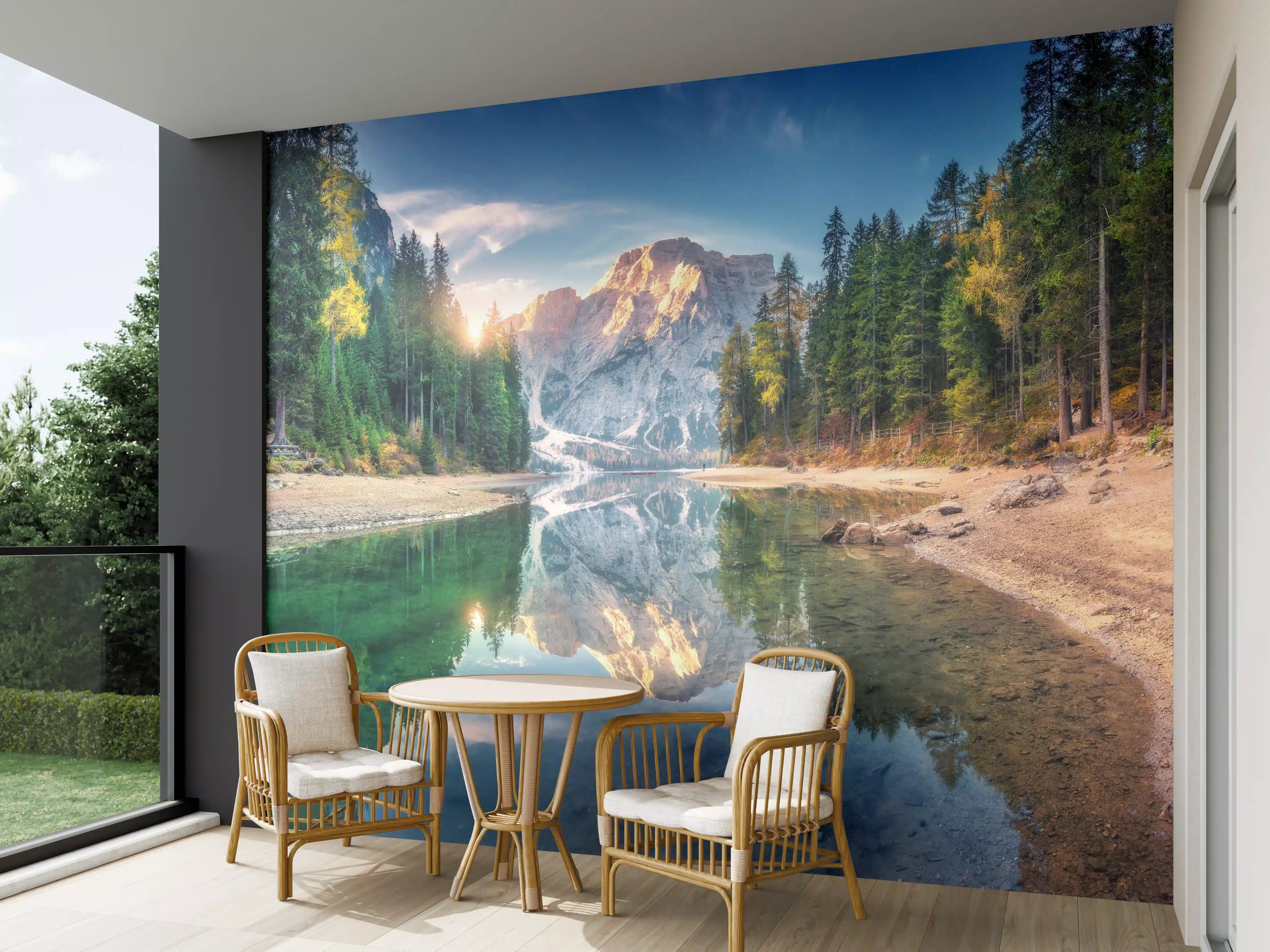 Wandverkleidung außen - Erstaunlicher Pragser Wildsee bei Sonnenaufgang