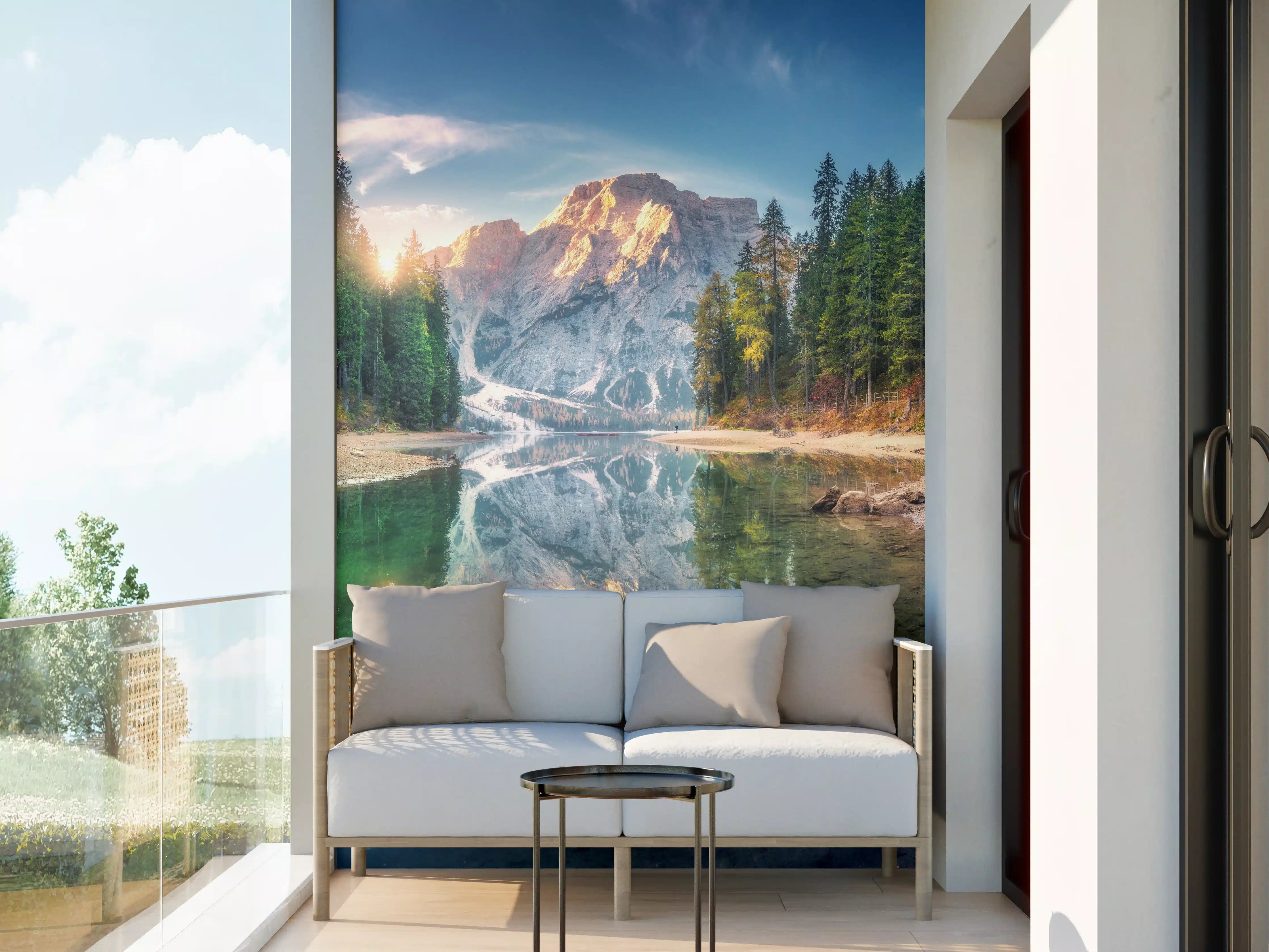 Wandverkleidung außen - Erstaunlicher Pragser Wildsee bei Sonnenaufgang