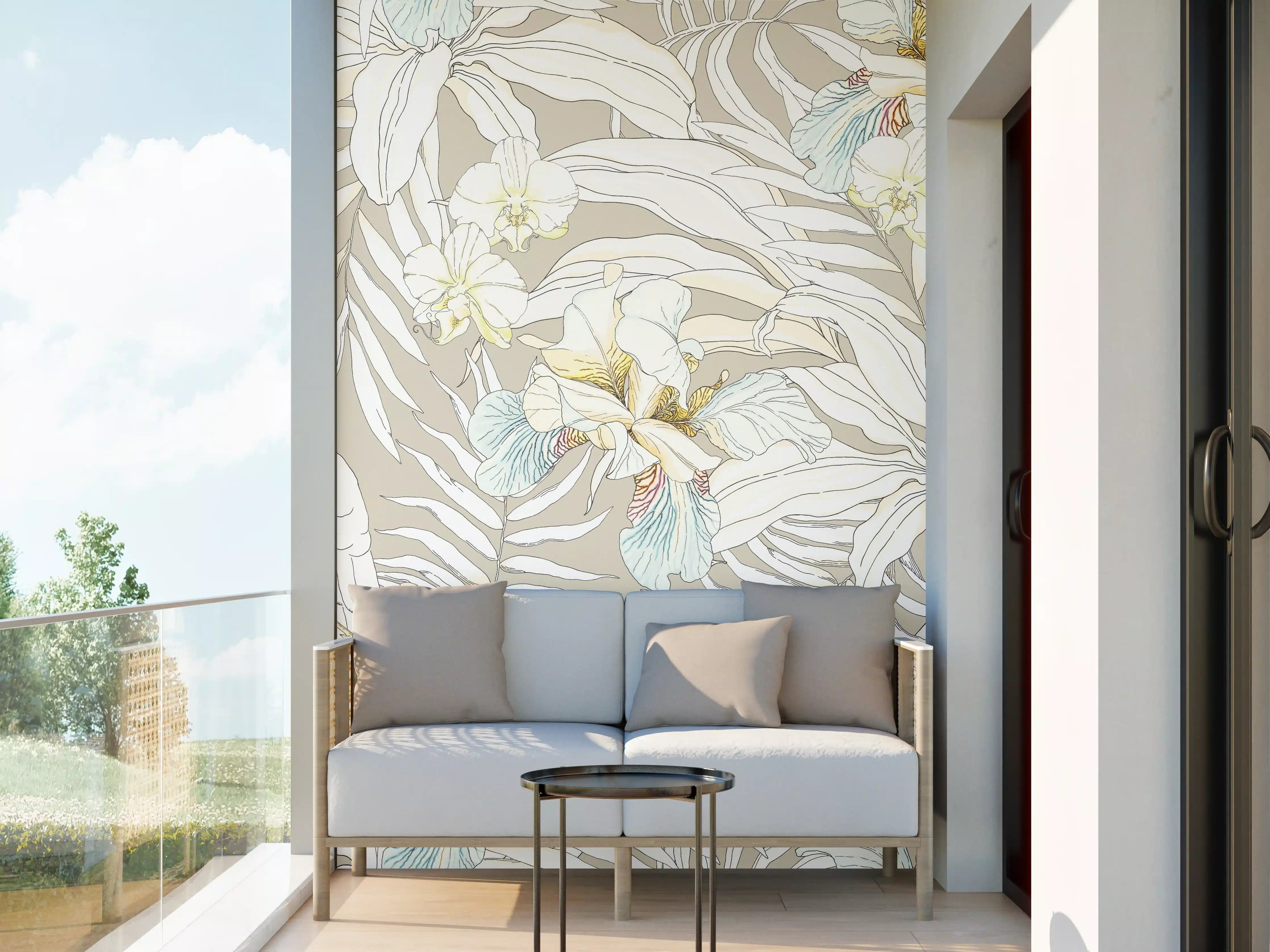 Wandverkleidung außen - Exotische Kakadu-Blumen-Musterung