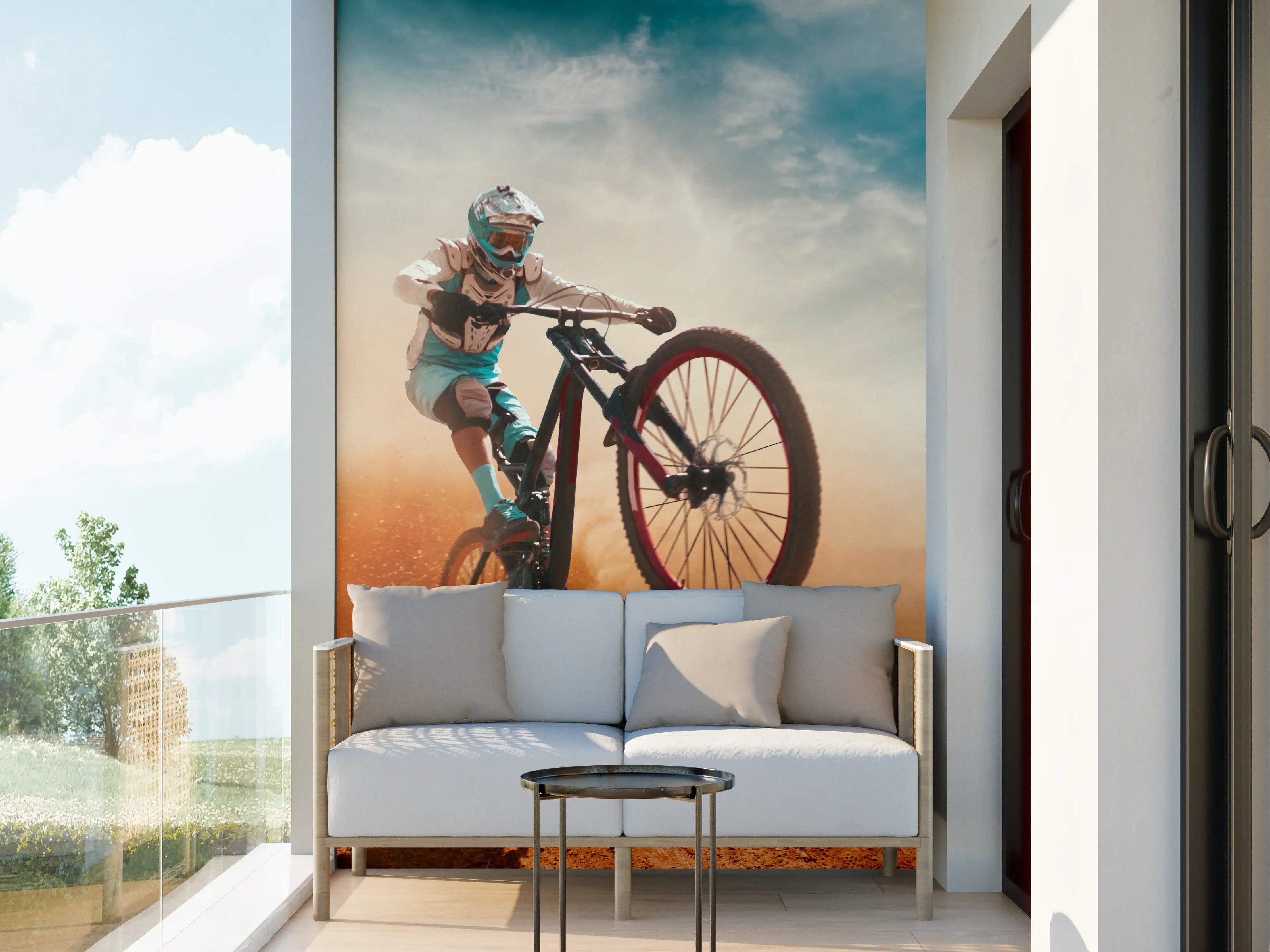 Wandverkleidung außen - Fahrrad Fahrer - Wüstenlandschaft