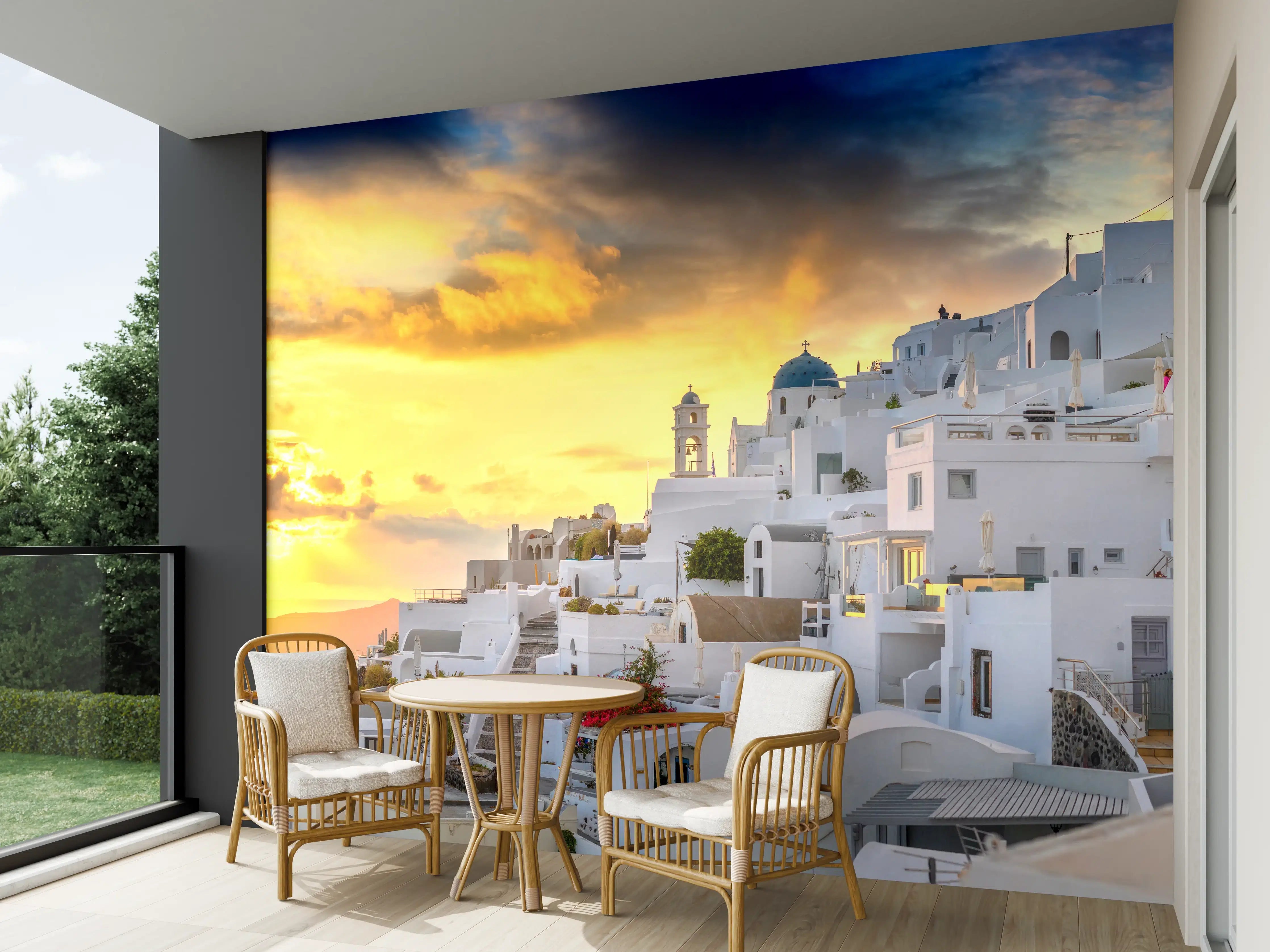 Wandverkleidung außen - Fantastischer Sonnenuntergang in Santorini - Griechenland