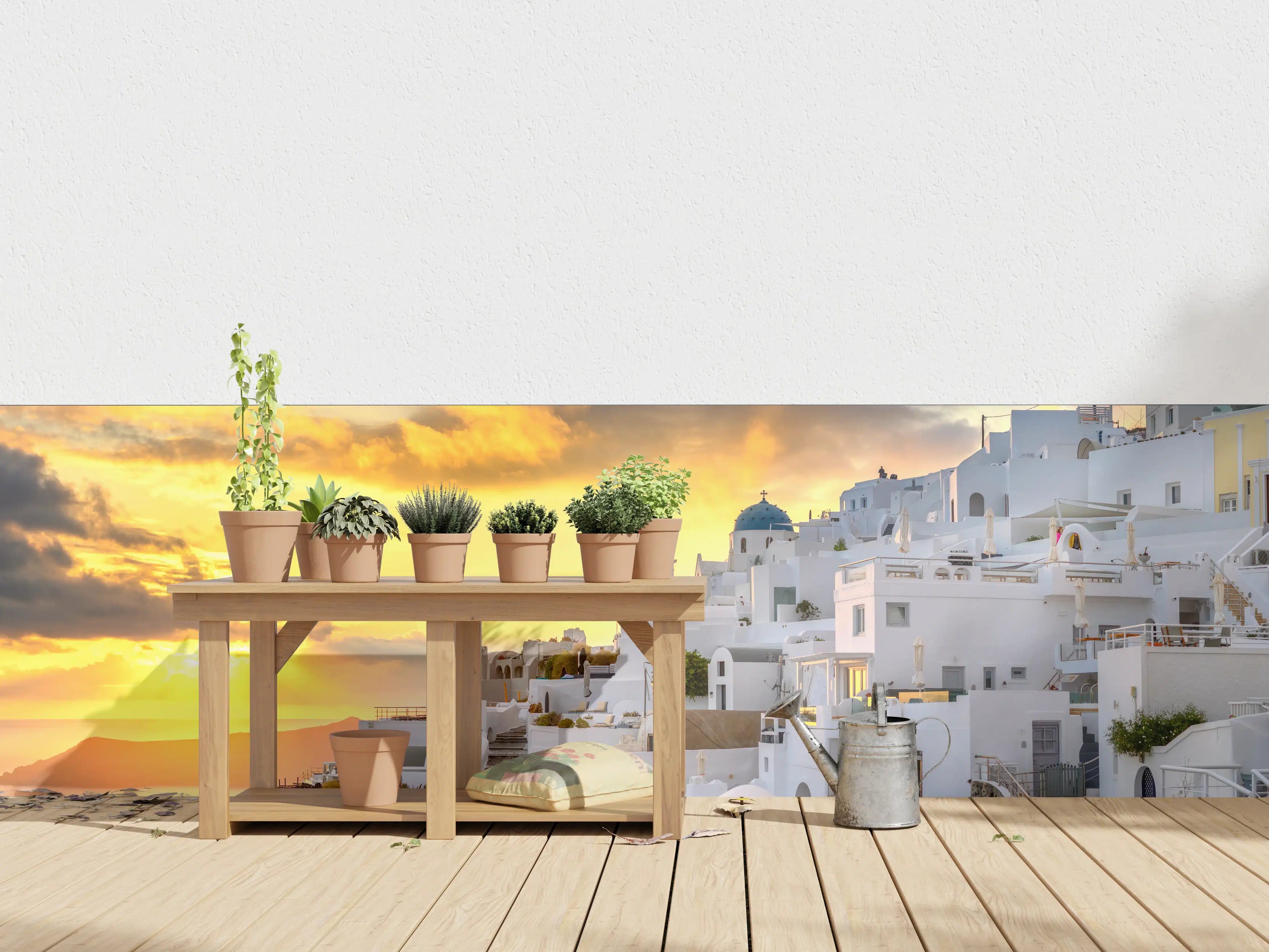 Wandverkleidung außen - Fantastischer Sonnenuntergang in Santorini - Griechenland