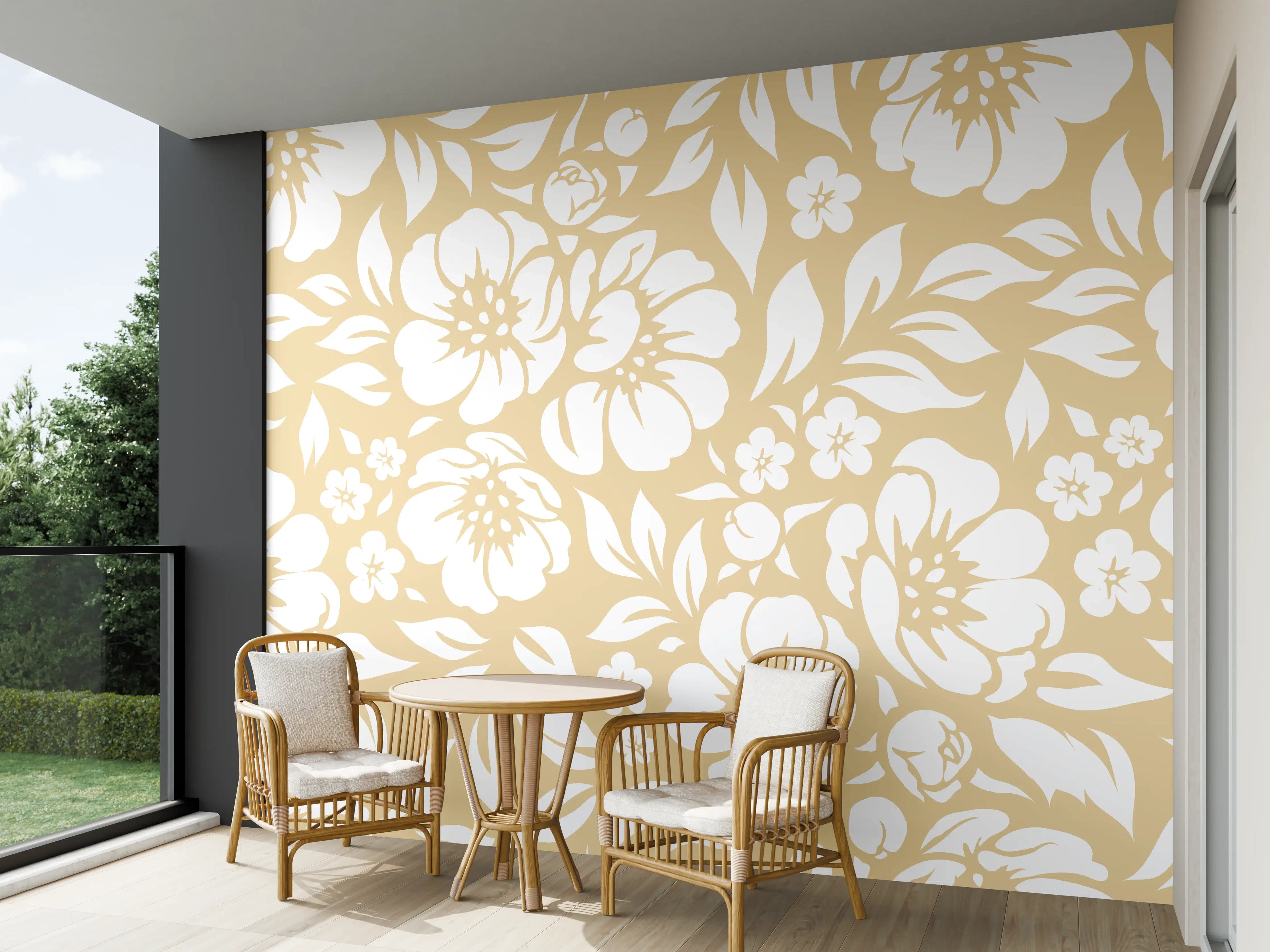 Wandverkleidung außen - Feine floral Muster in beige