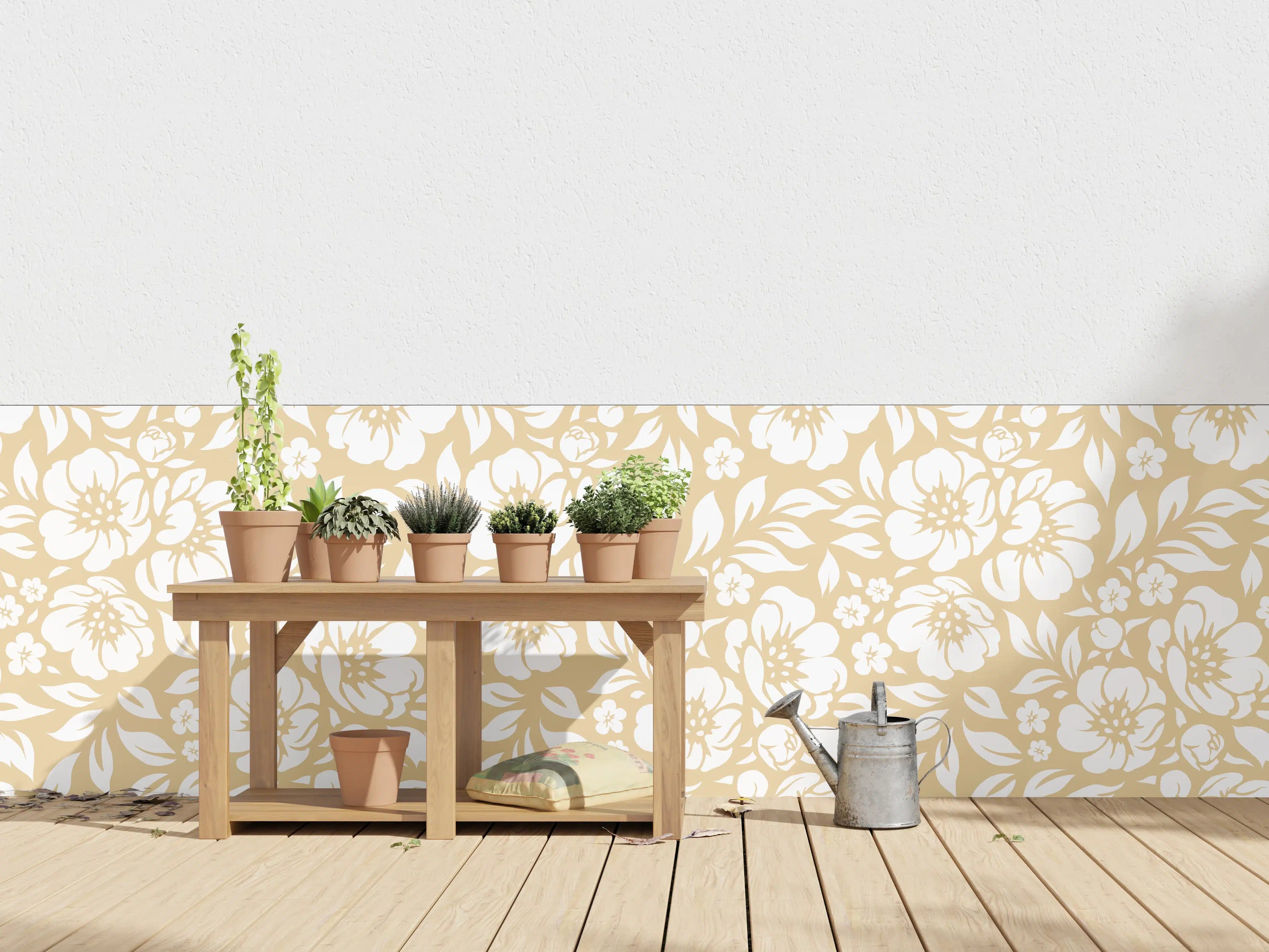 Wandverkleidung außen - Feine floral Muster in beige