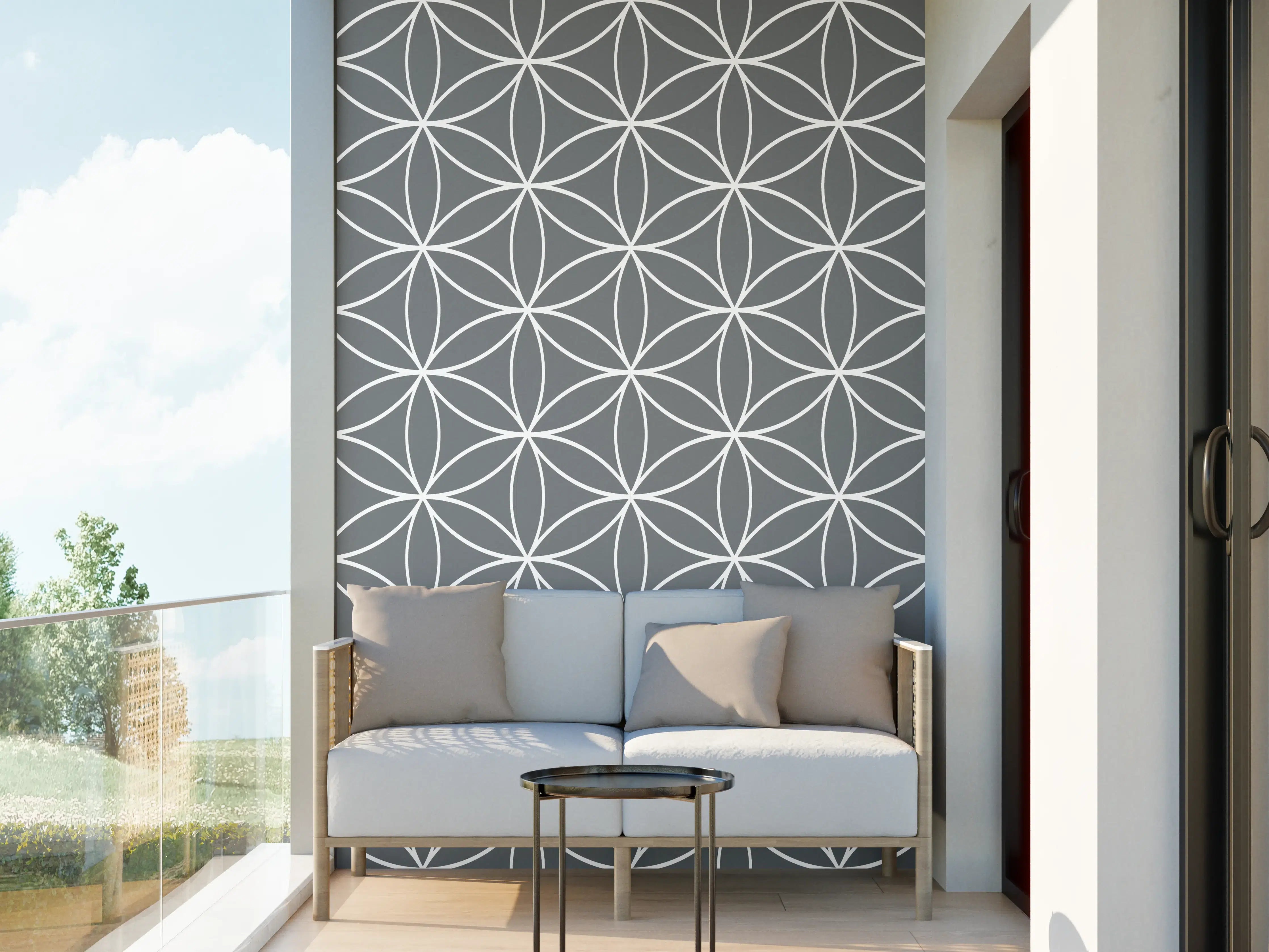 Wandverkleidung außen - Feine geometrische Muster in Grau