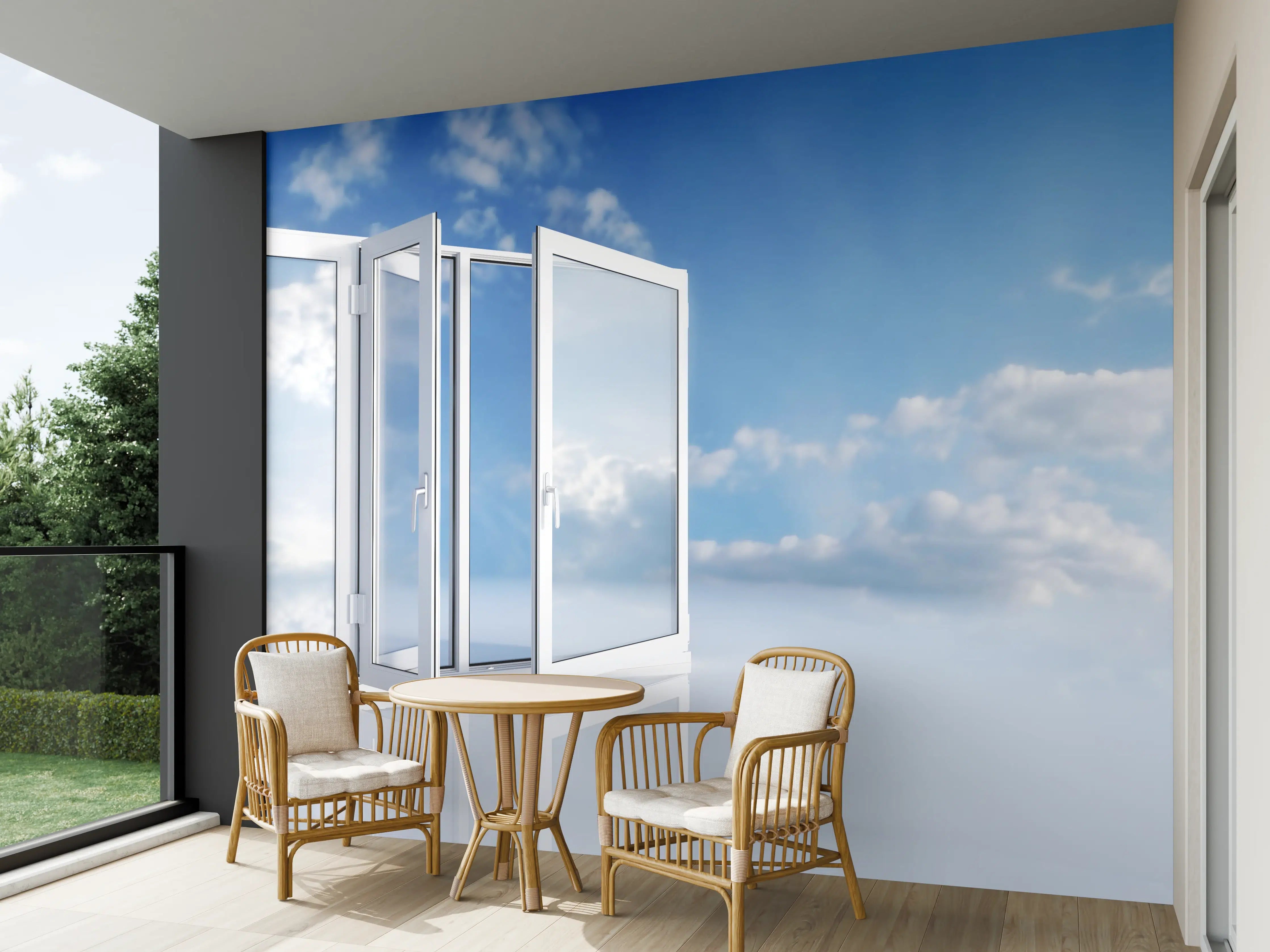 Wandverkleidung außen - Fenster über dem Himmel