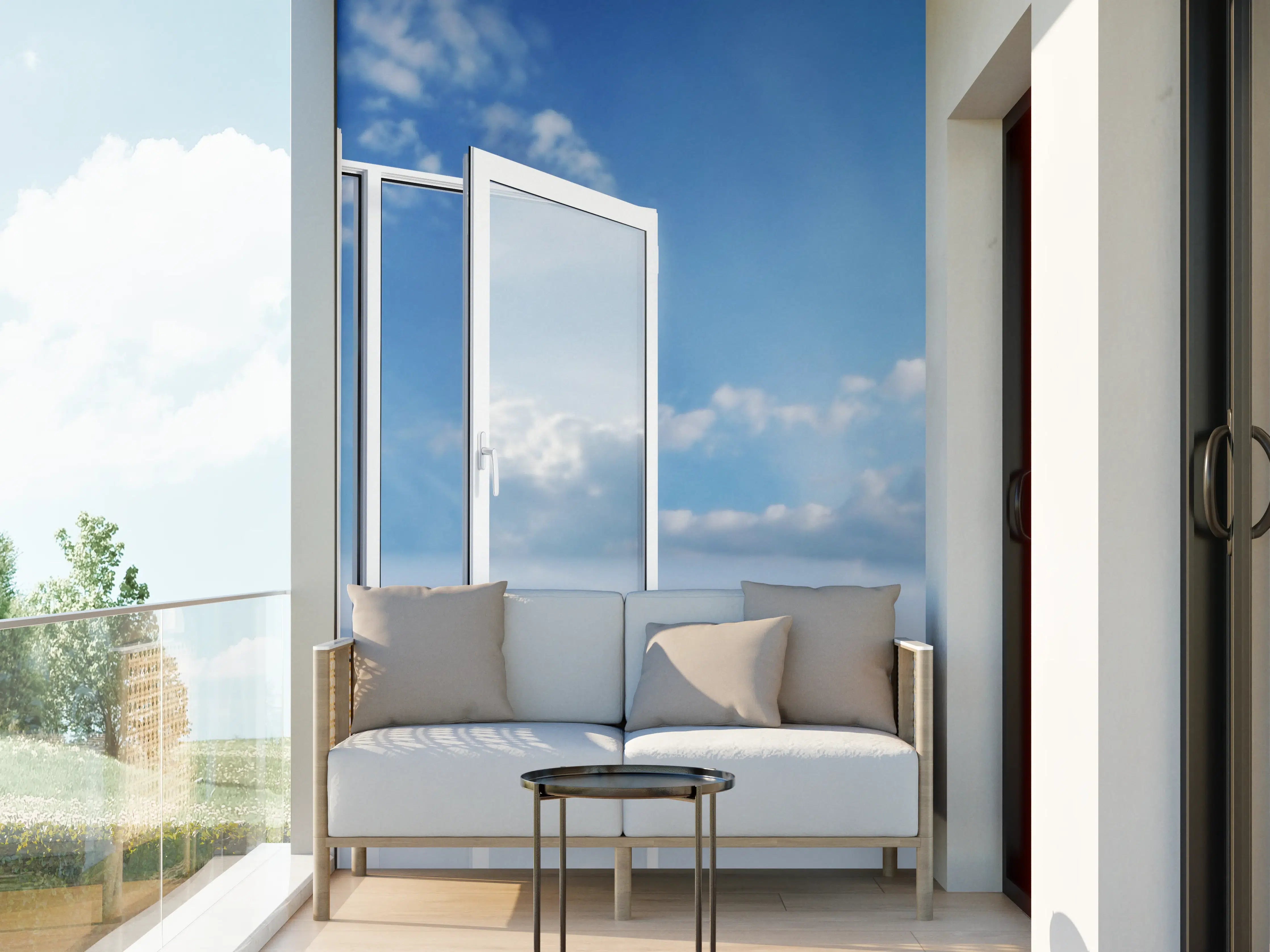 Wandverkleidung außen - Fenster über dem Himmel