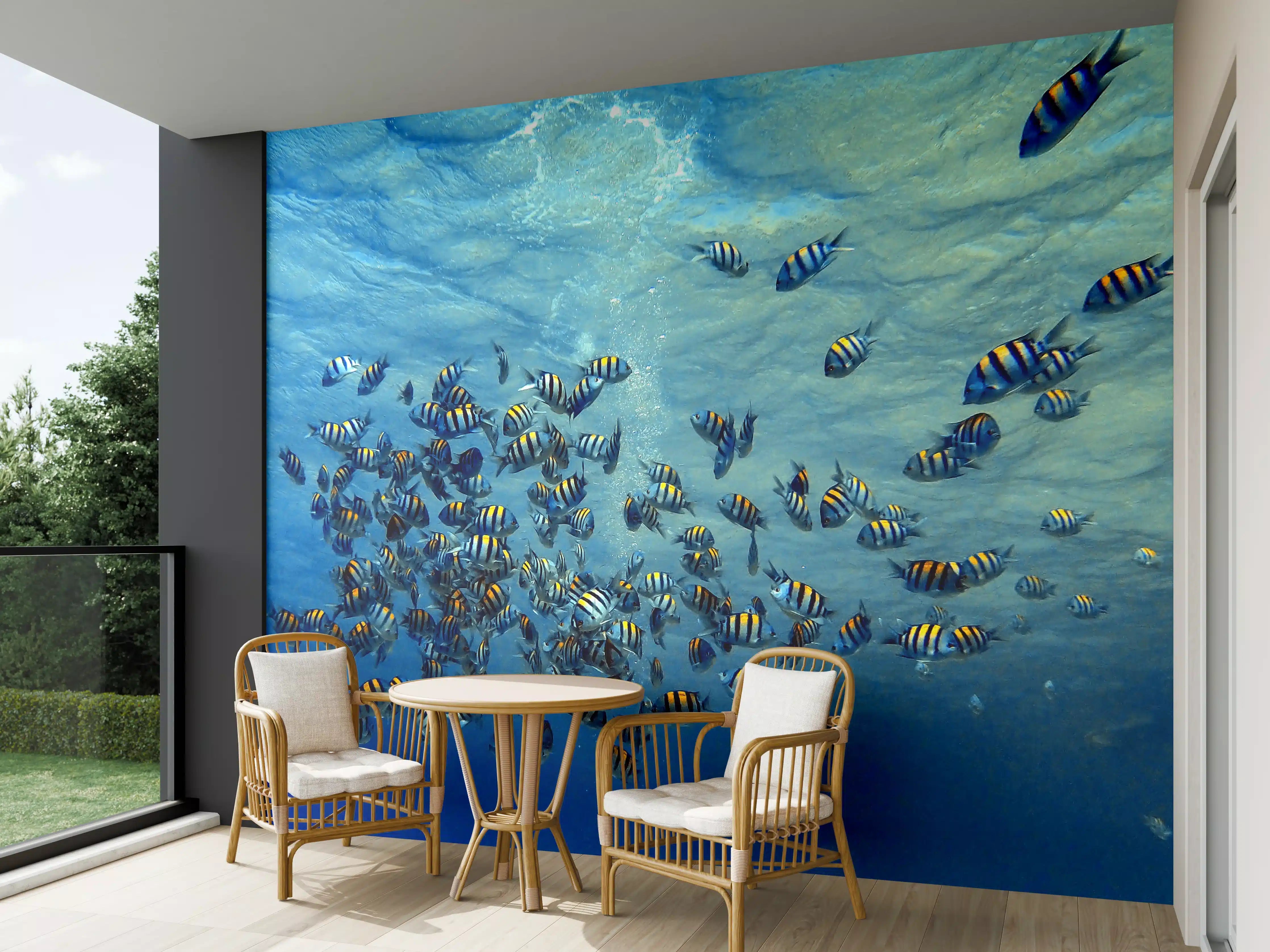 Wandverkleidung außen - Fische im klarem Meer
