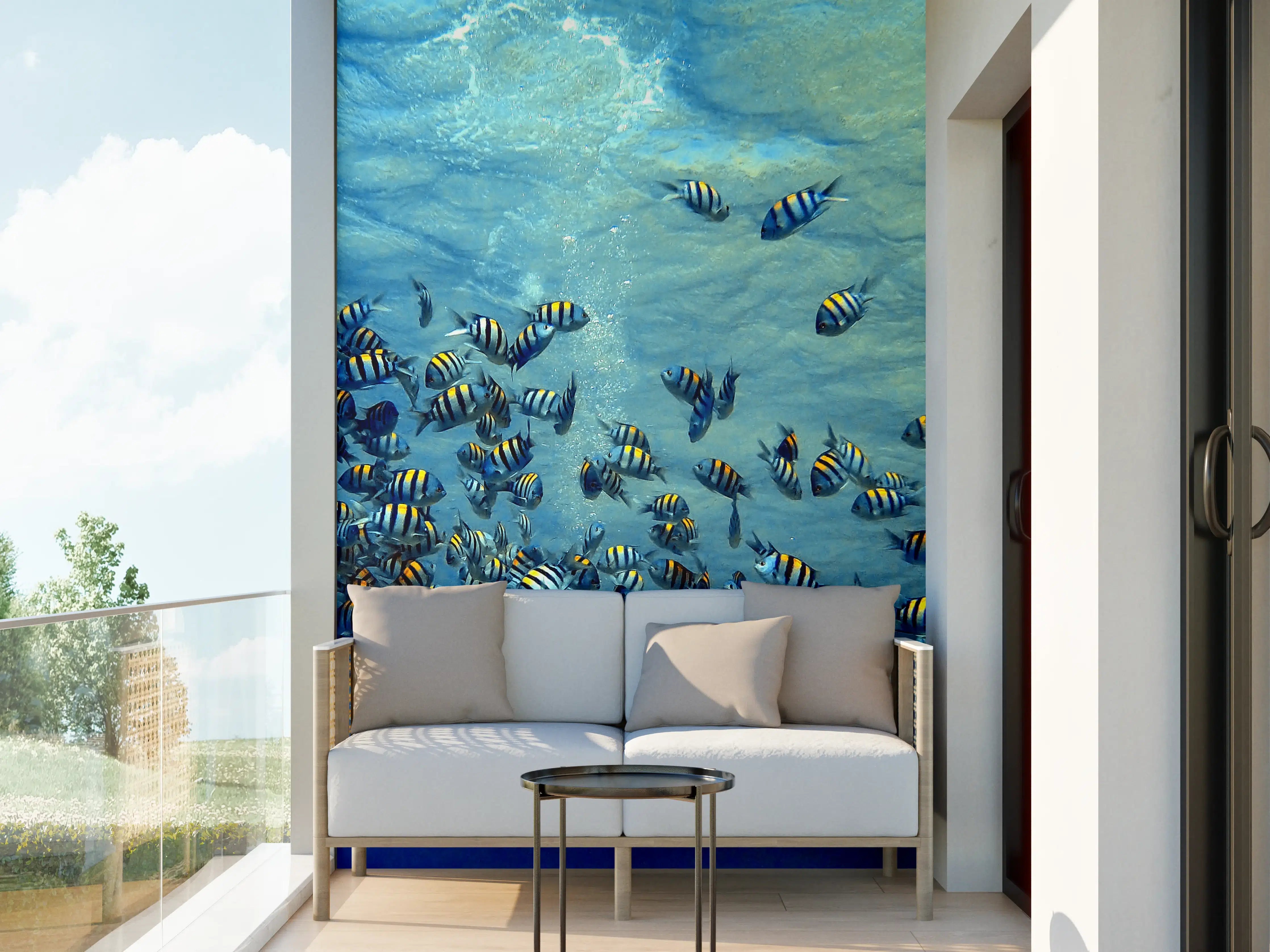 Wandverkleidung außen - Fische im klarem Meer