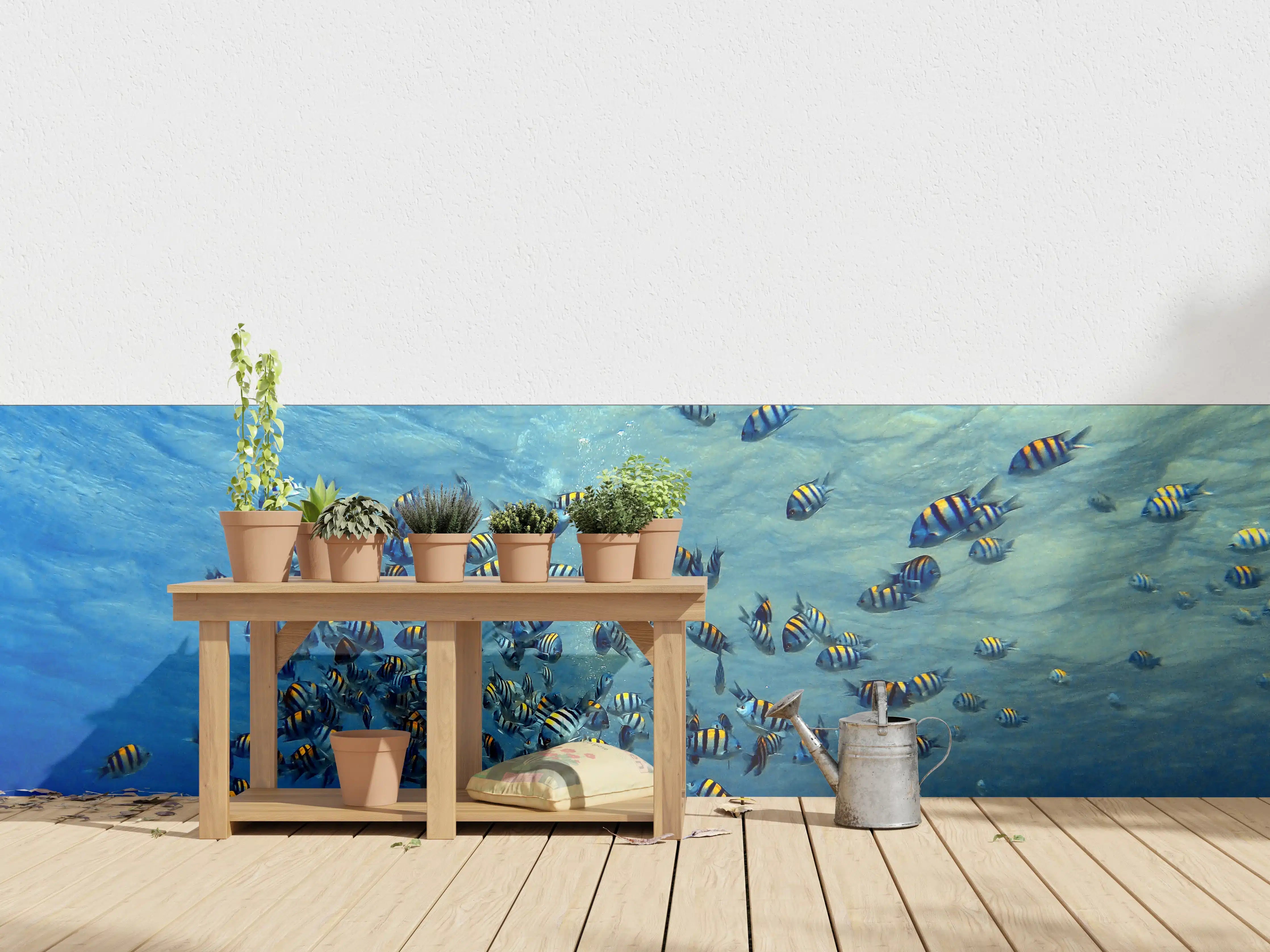 Wandverkleidung außen - Fische im klarem Meer