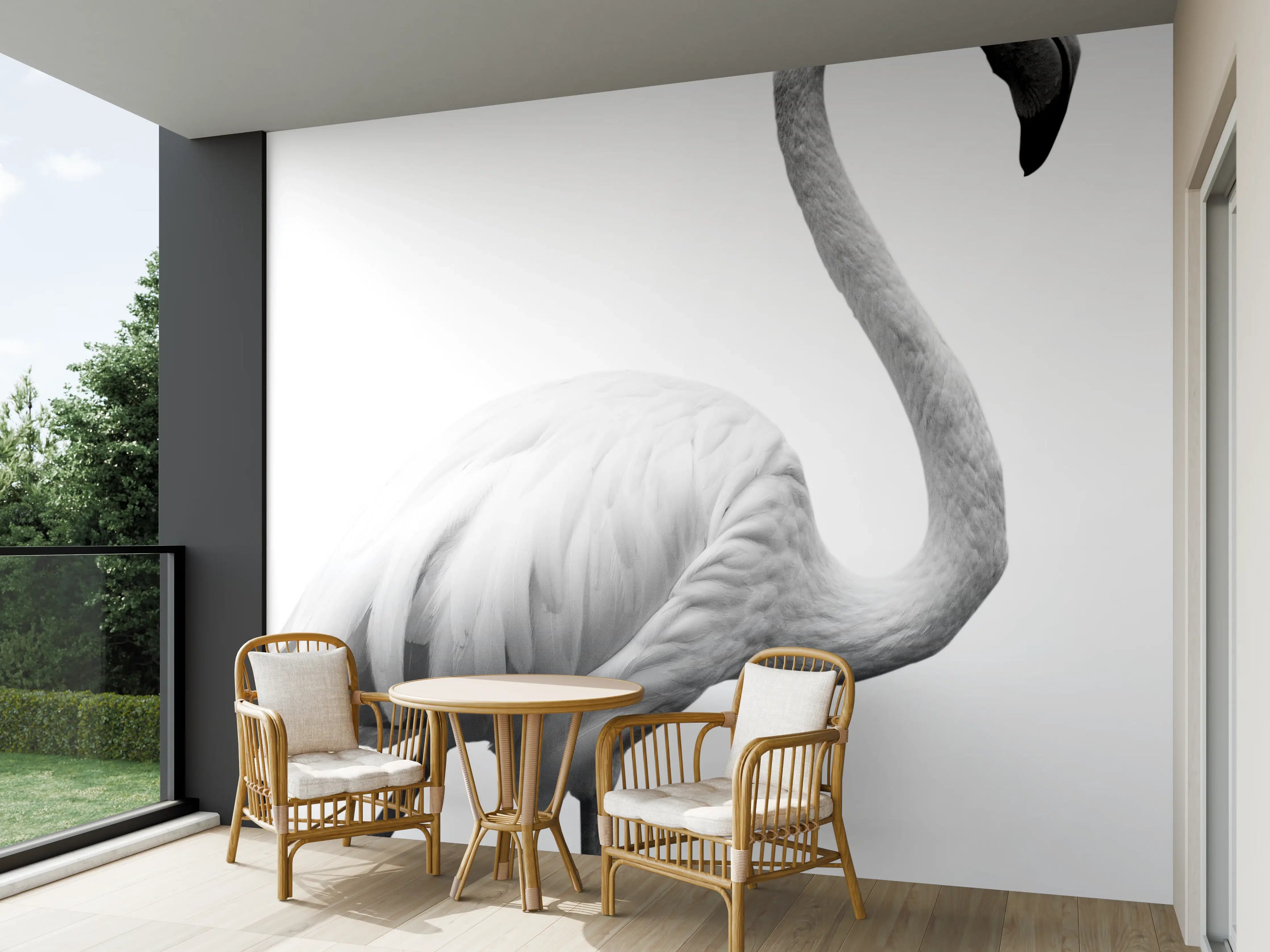 Wandverkleidung außen - Flamingo - schwarz-weiß