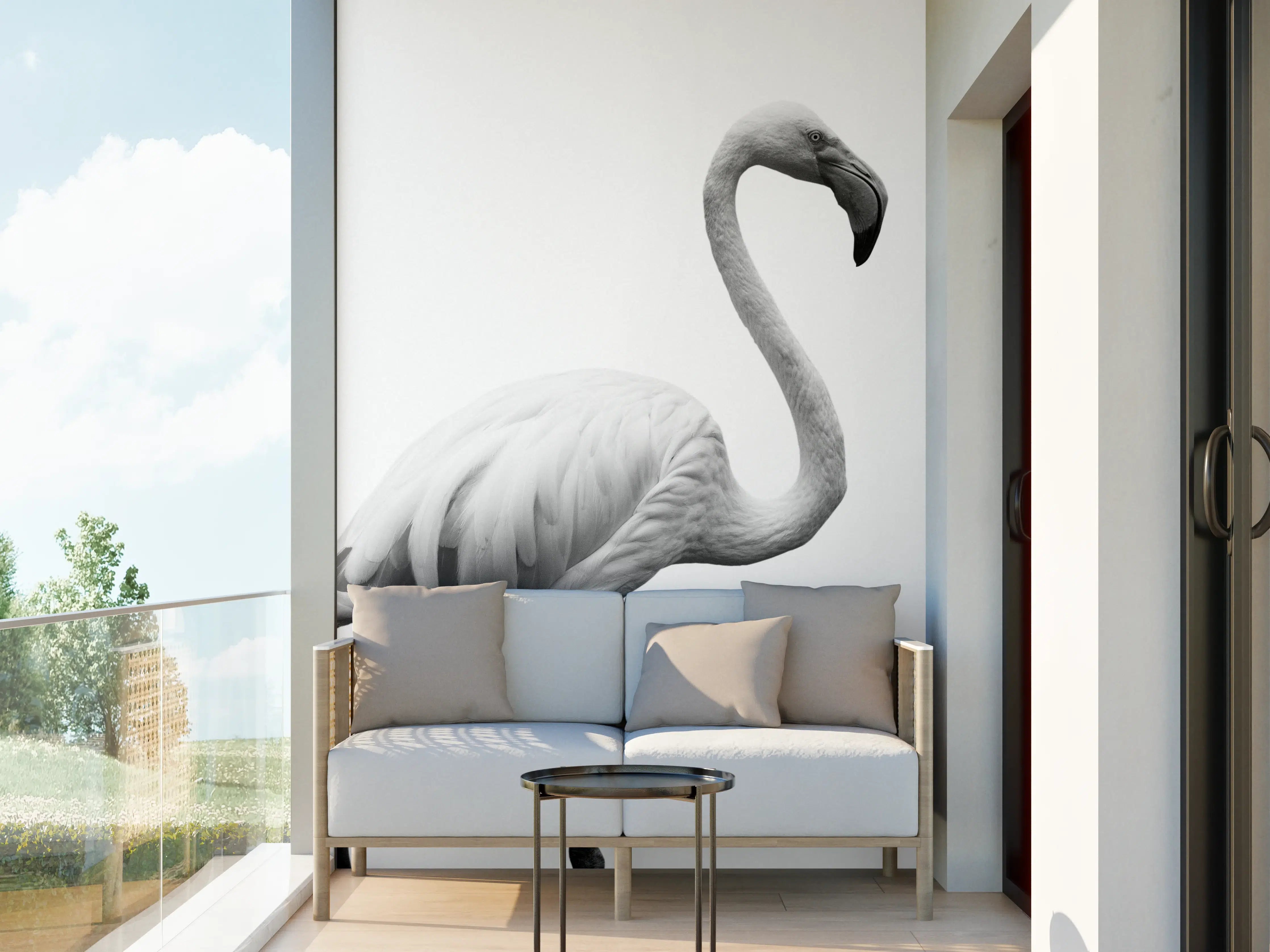 Wandverkleidung außen - Flamingo - schwarz-weiß