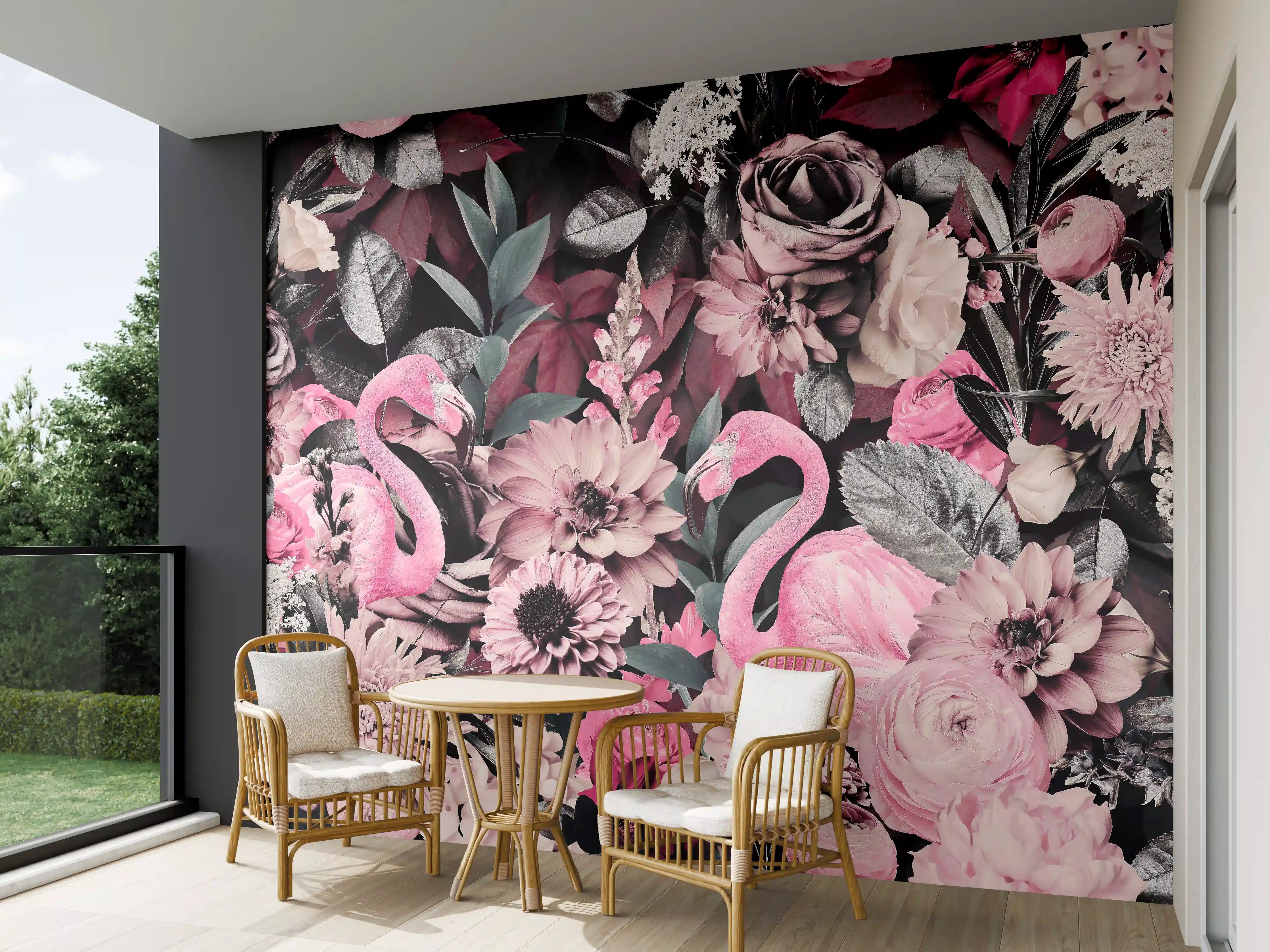Wandverkleidung außen - Flamingo Garten - Floral