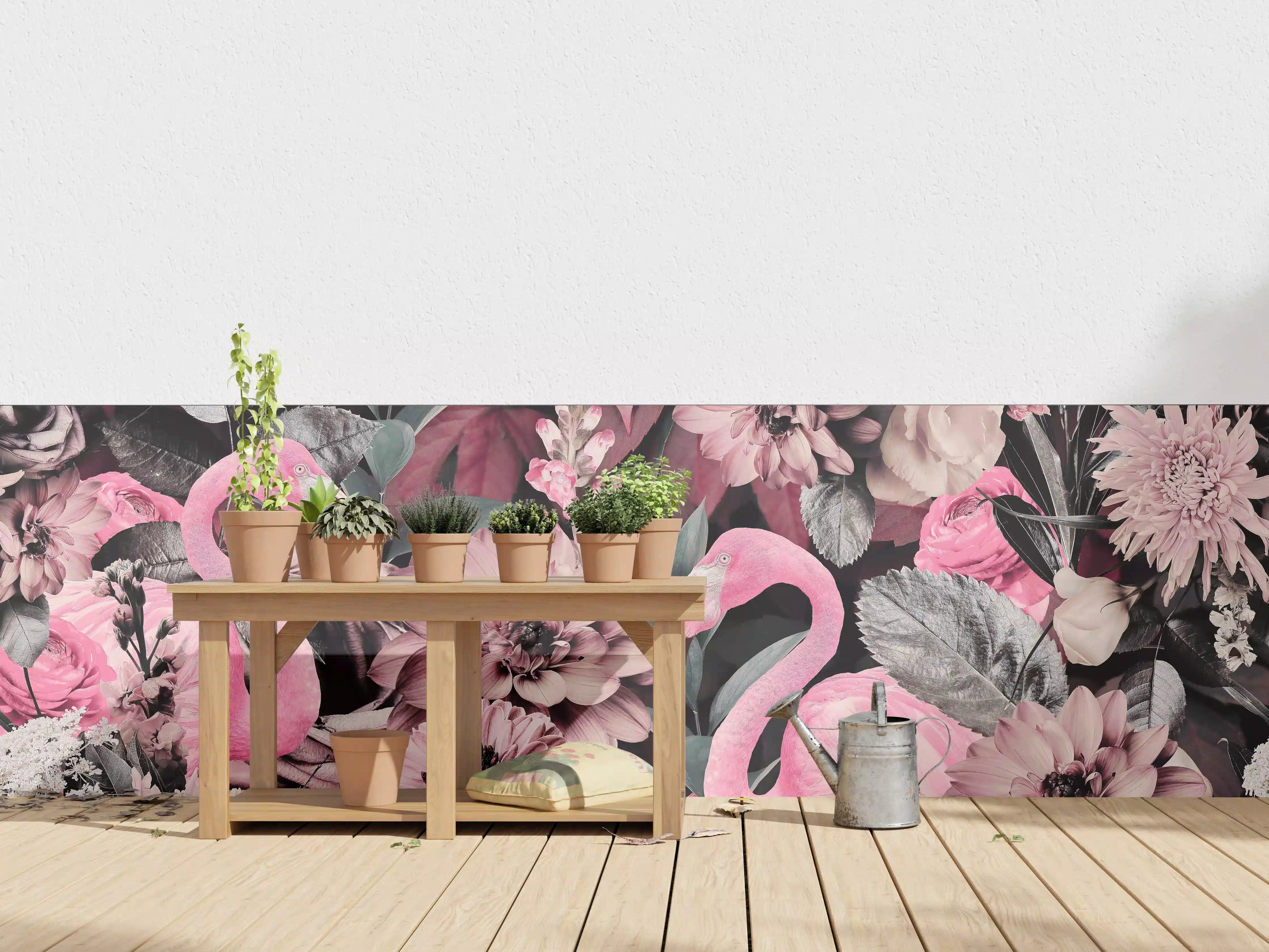 Wandverkleidung außen - Flamingo Garten - Floral