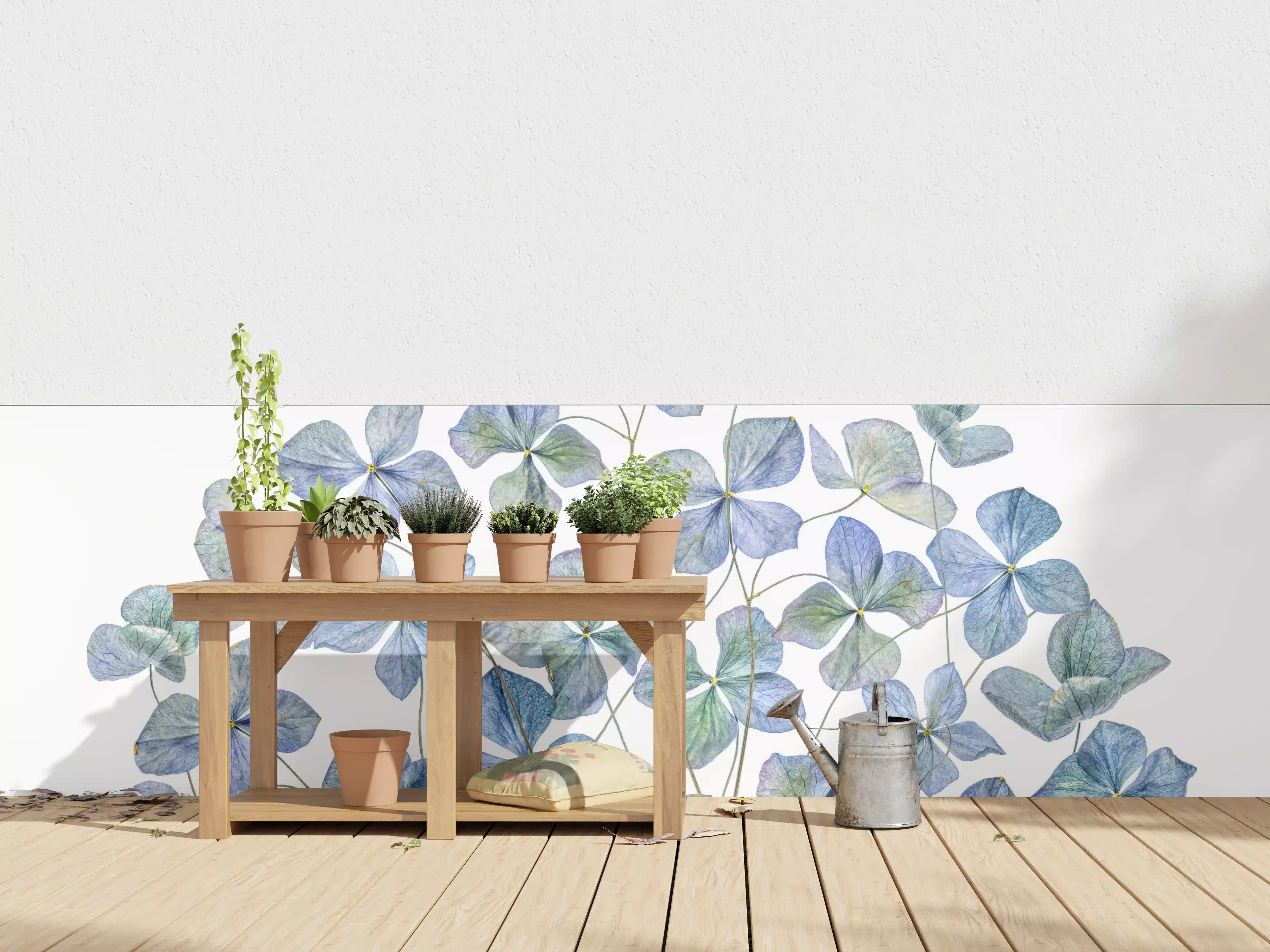 Wandverkleidung außen - Florale Darstellung - Blaue Blumen