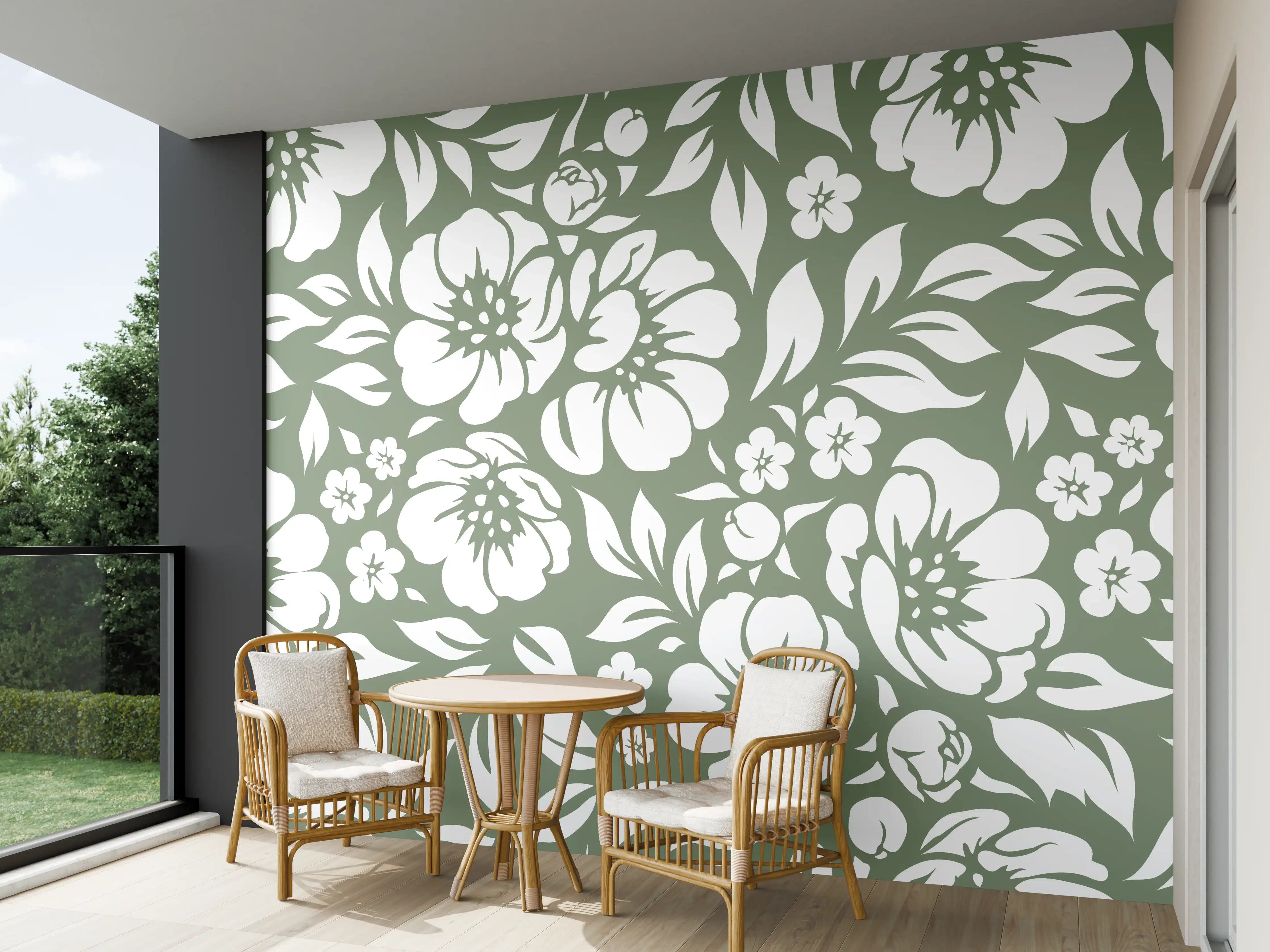 Wandverkleidung außen - Florale Oliven-Design-Textur