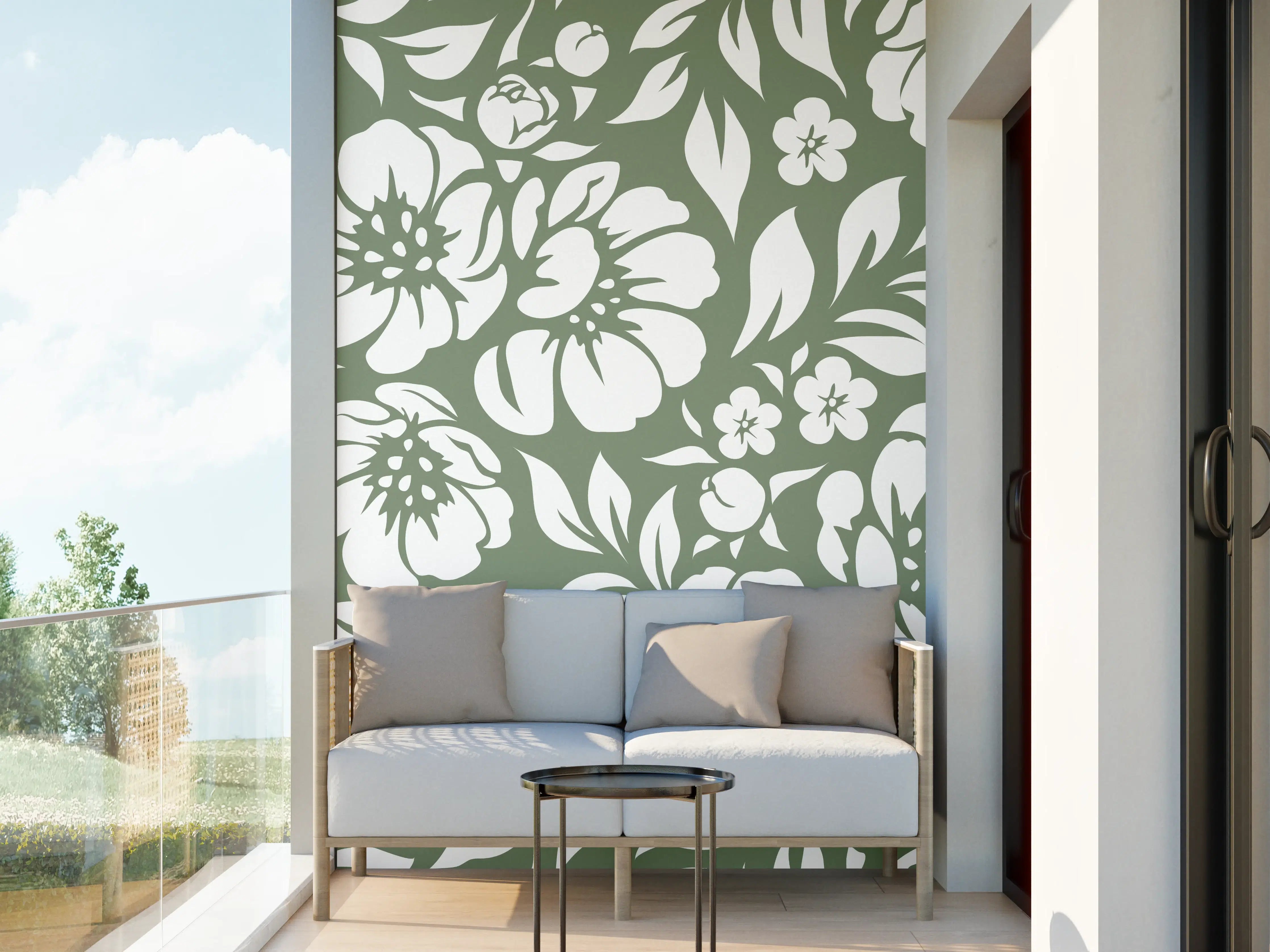 Wandverkleidung außen - Florale Oliven-Design-Textur
