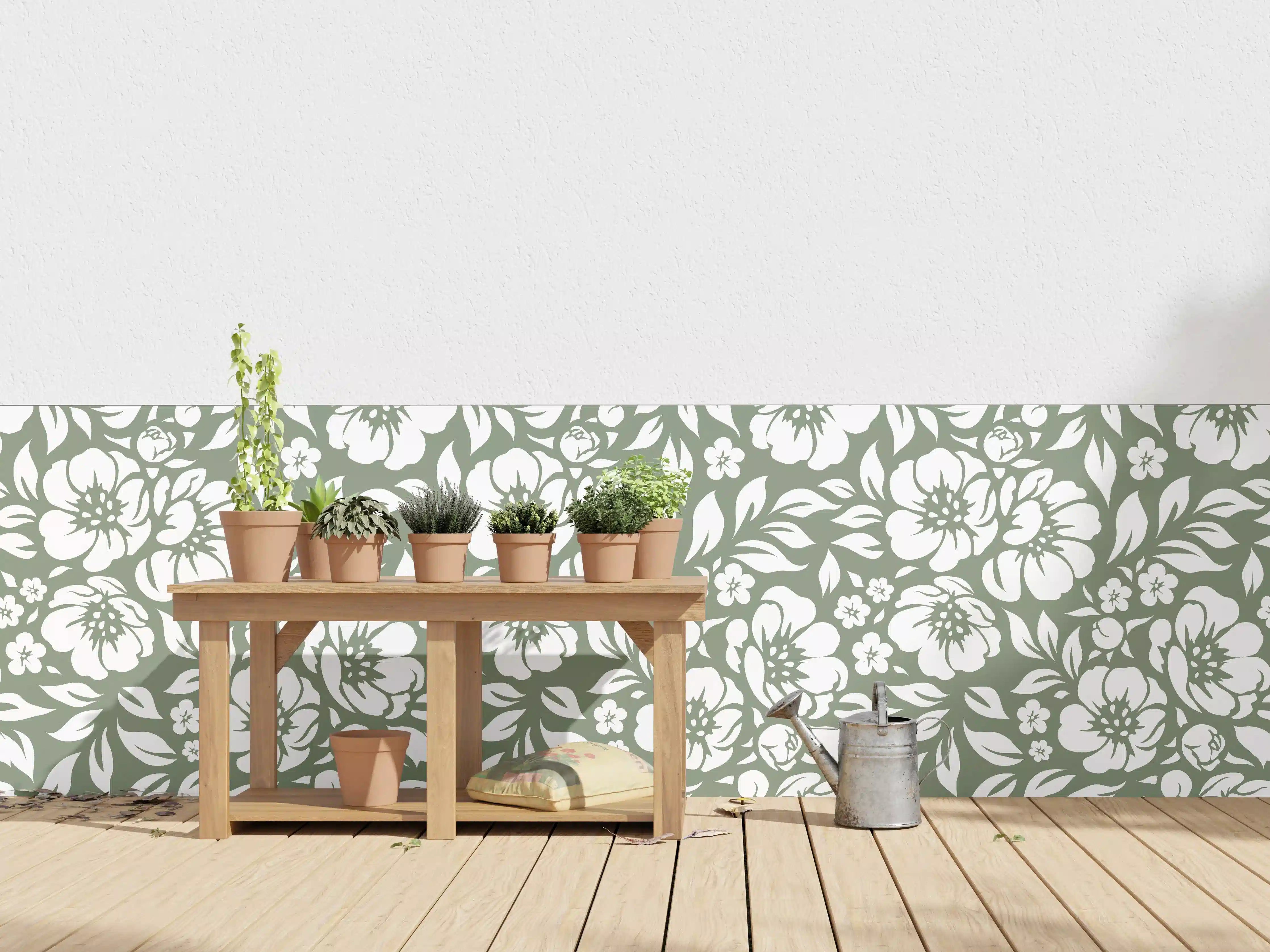 Wandverkleidung außen - Florale Oliven-Design-Textur