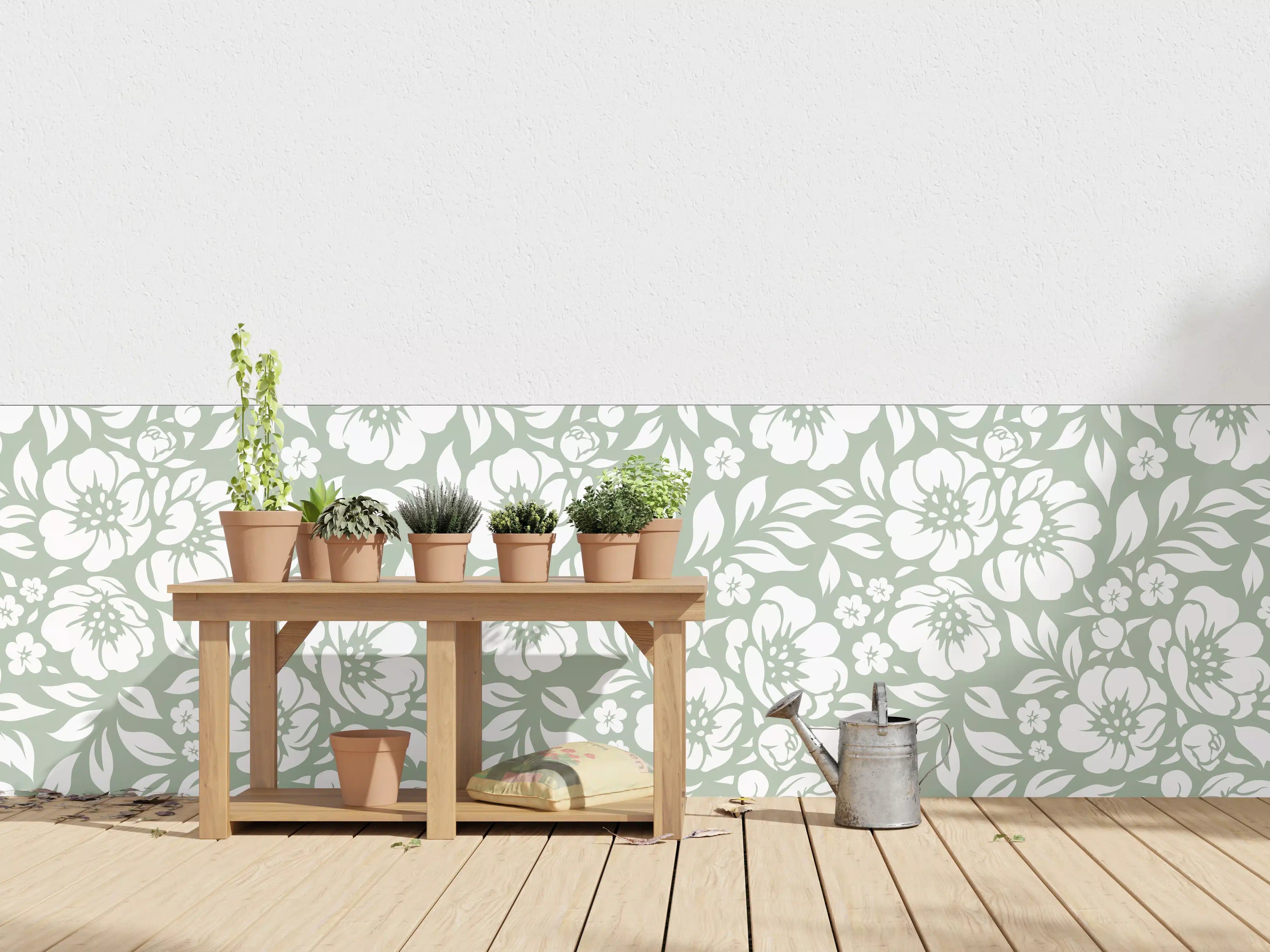 Wandverkleidung außen - Florale Salvia-Optik in zarten Grüntönen