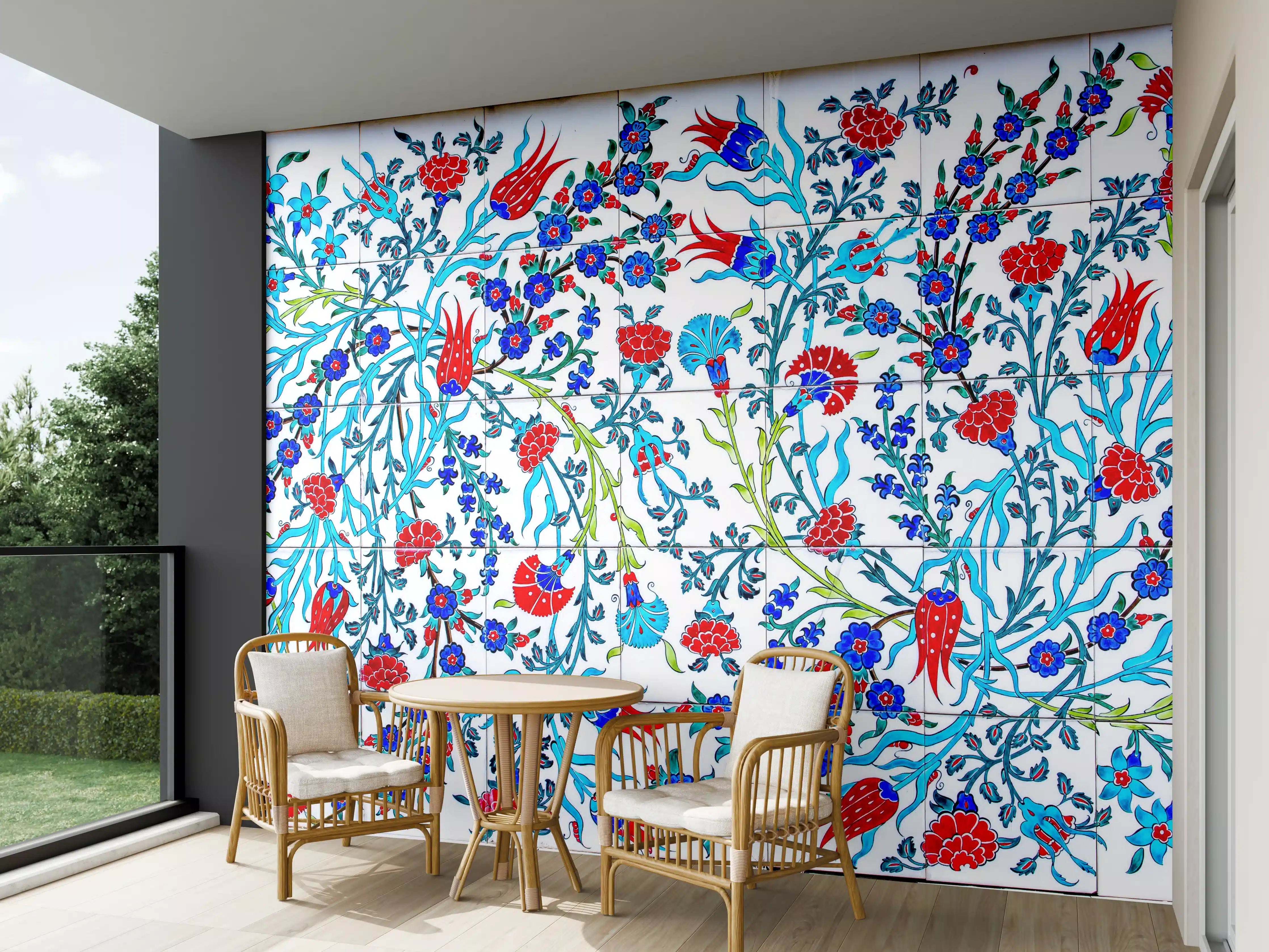 Wandverkleidung außen - Florales Muster Türkische Wandfliese