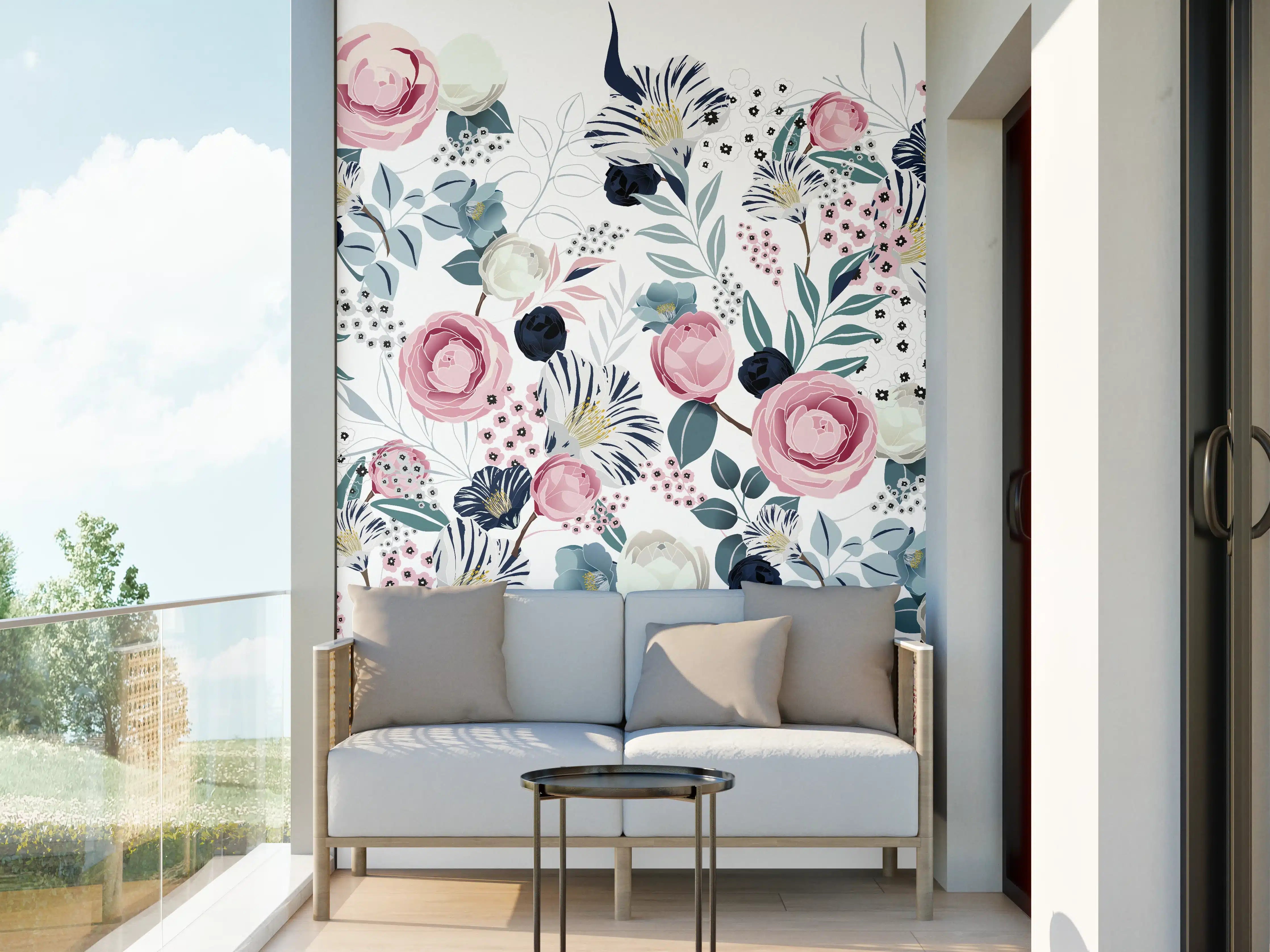 Wandverkleidung außen - Florales Muster in Pastellfarben