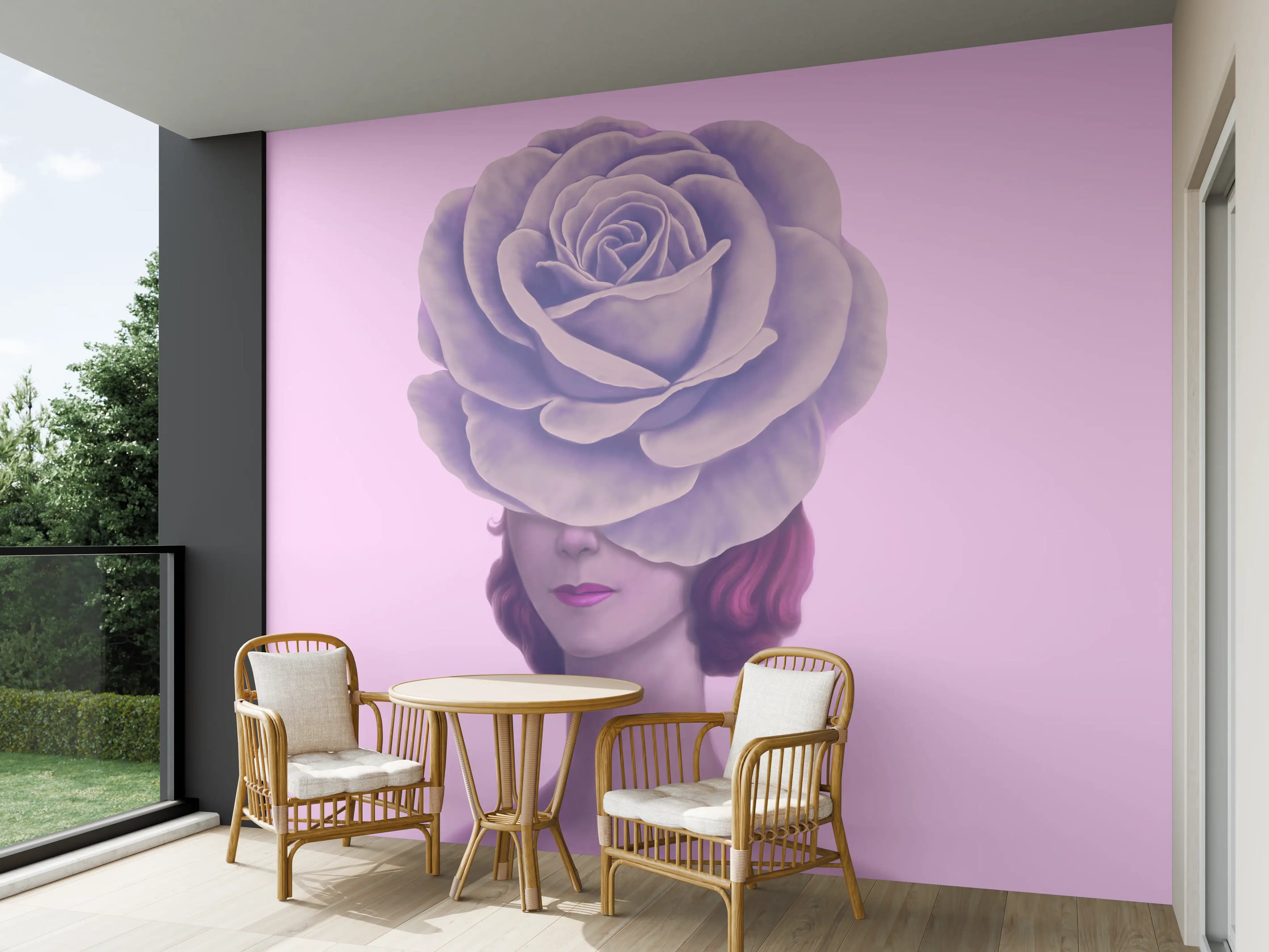 Wandverkleidung außen - Florales Portrait - 3D Darstellung