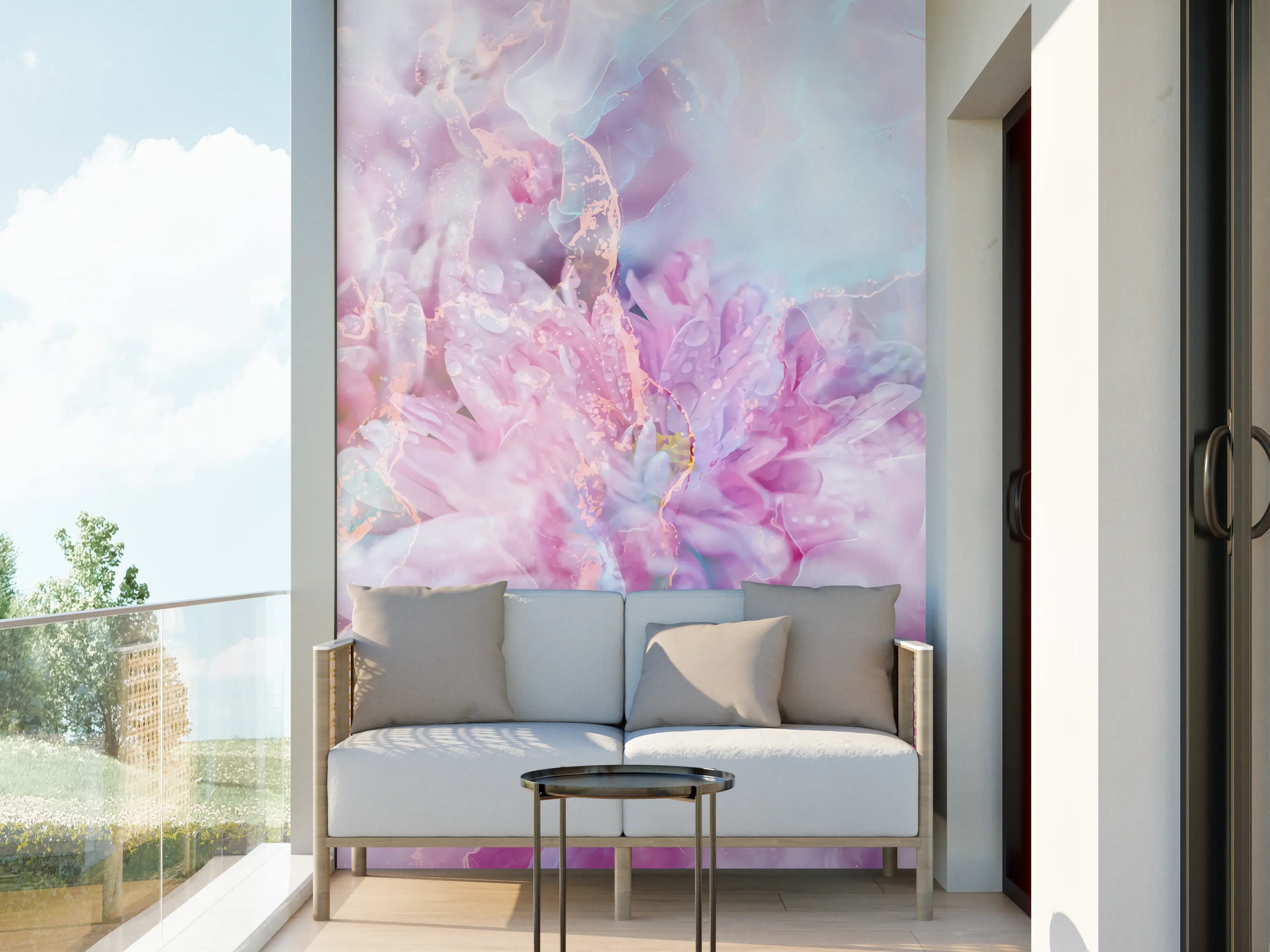Wandverkleidung außen - Florales Portrait - Pastell