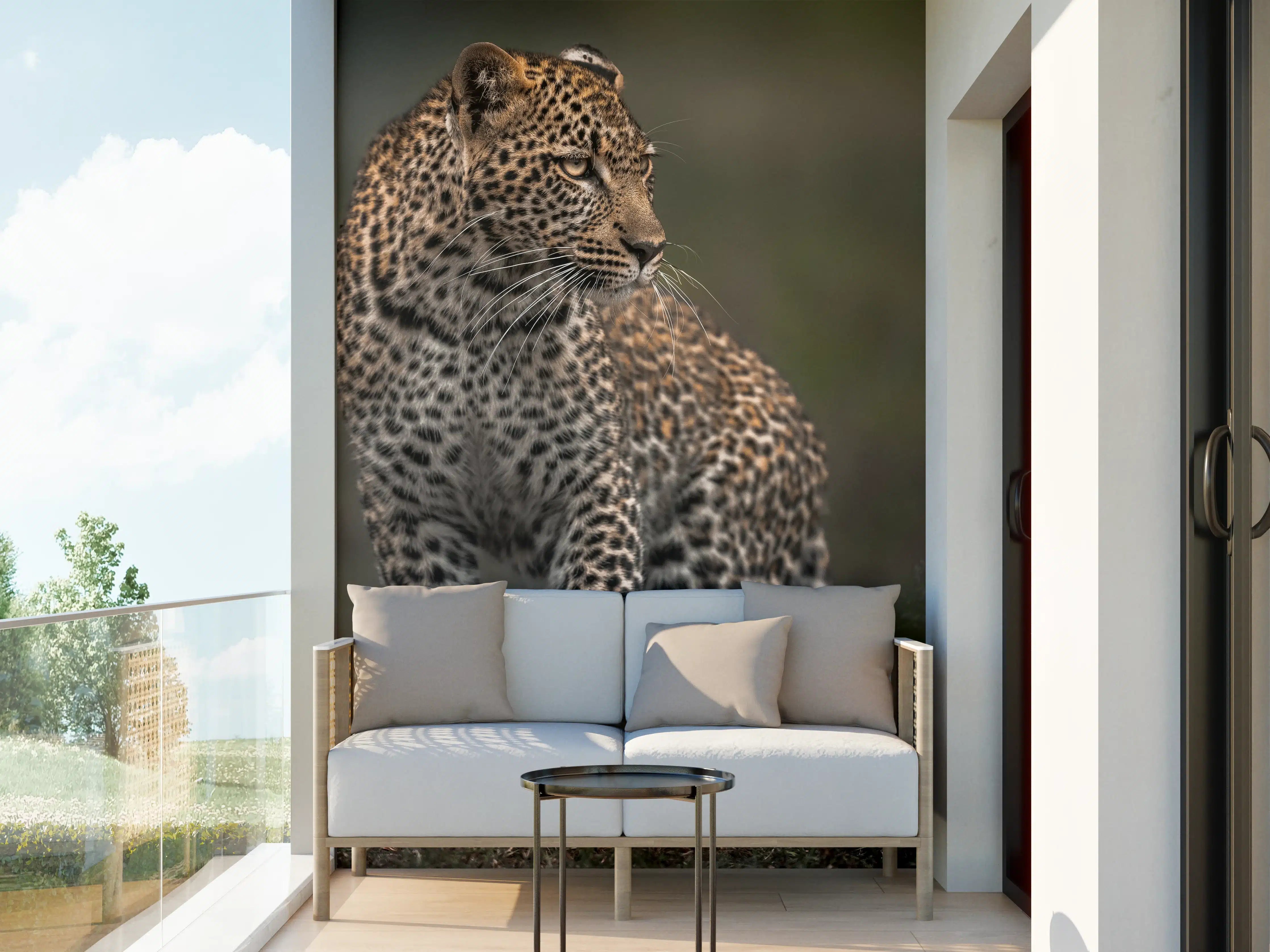Wandverkleidung außen - Fokussierter Leopard - Savanne