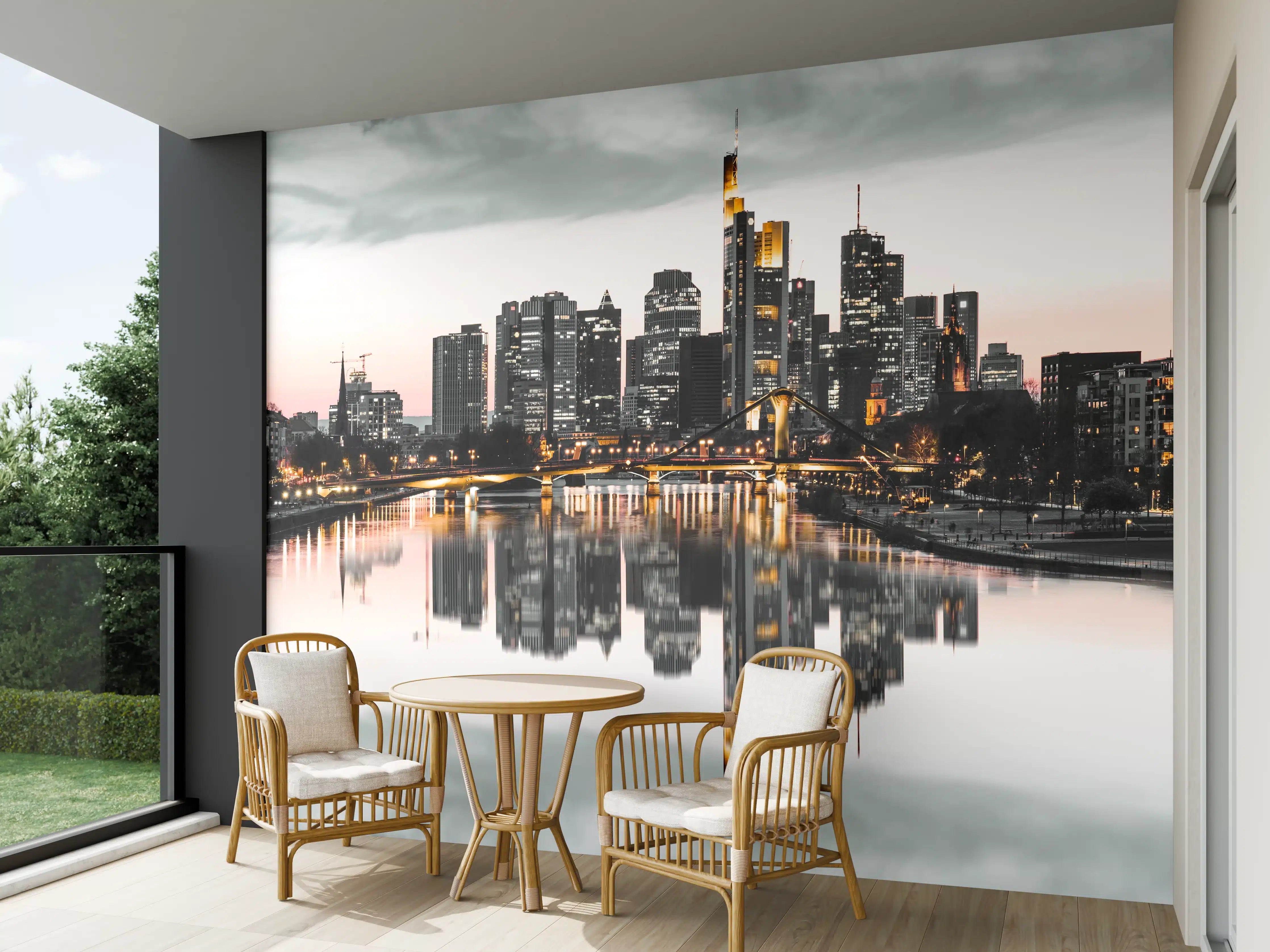 Wandverkleidung außen - Frankfur Skyline Black & White