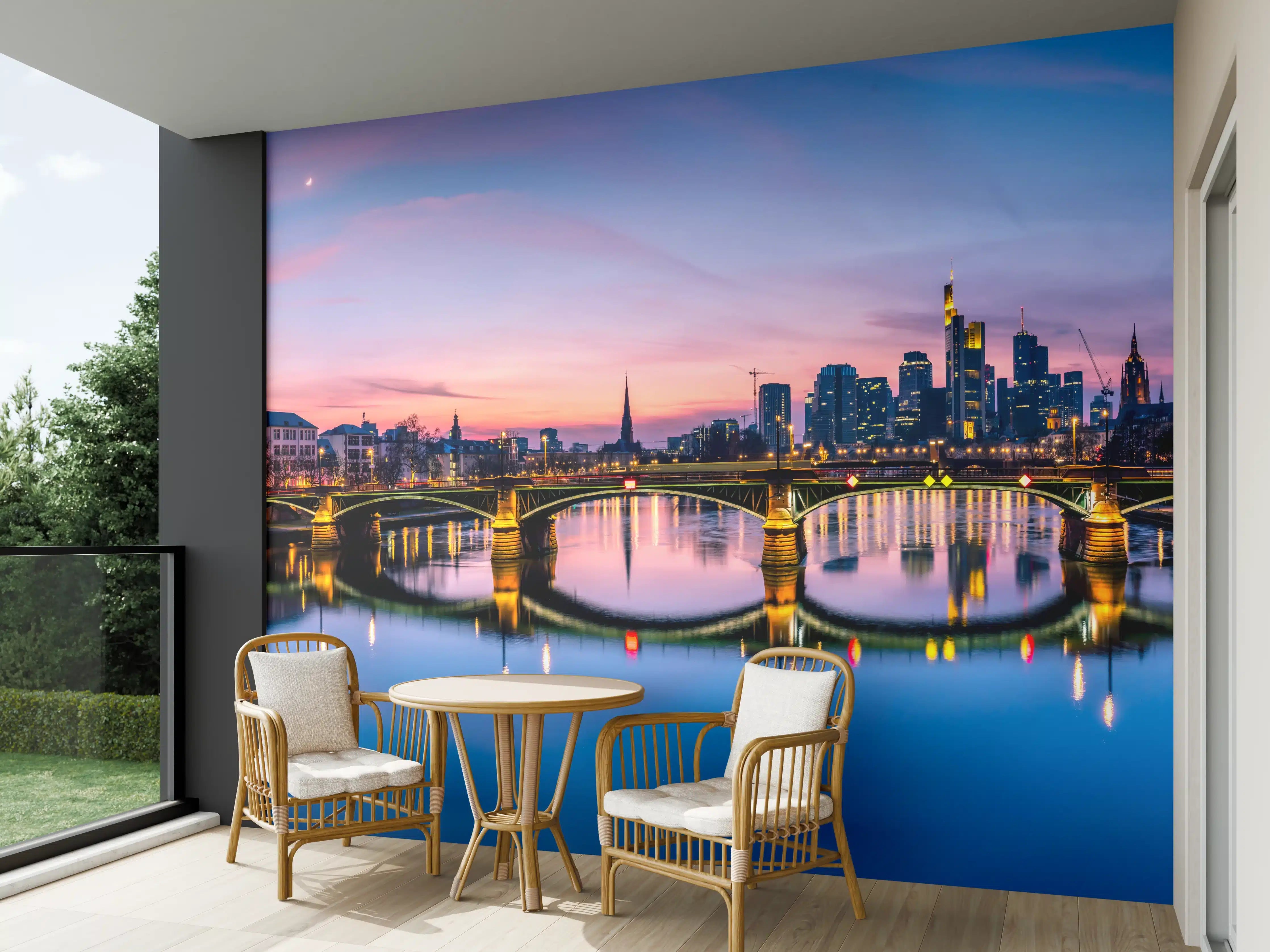 Wandverkleidung außen - Frankfurt Skyline Wasserspiegelung