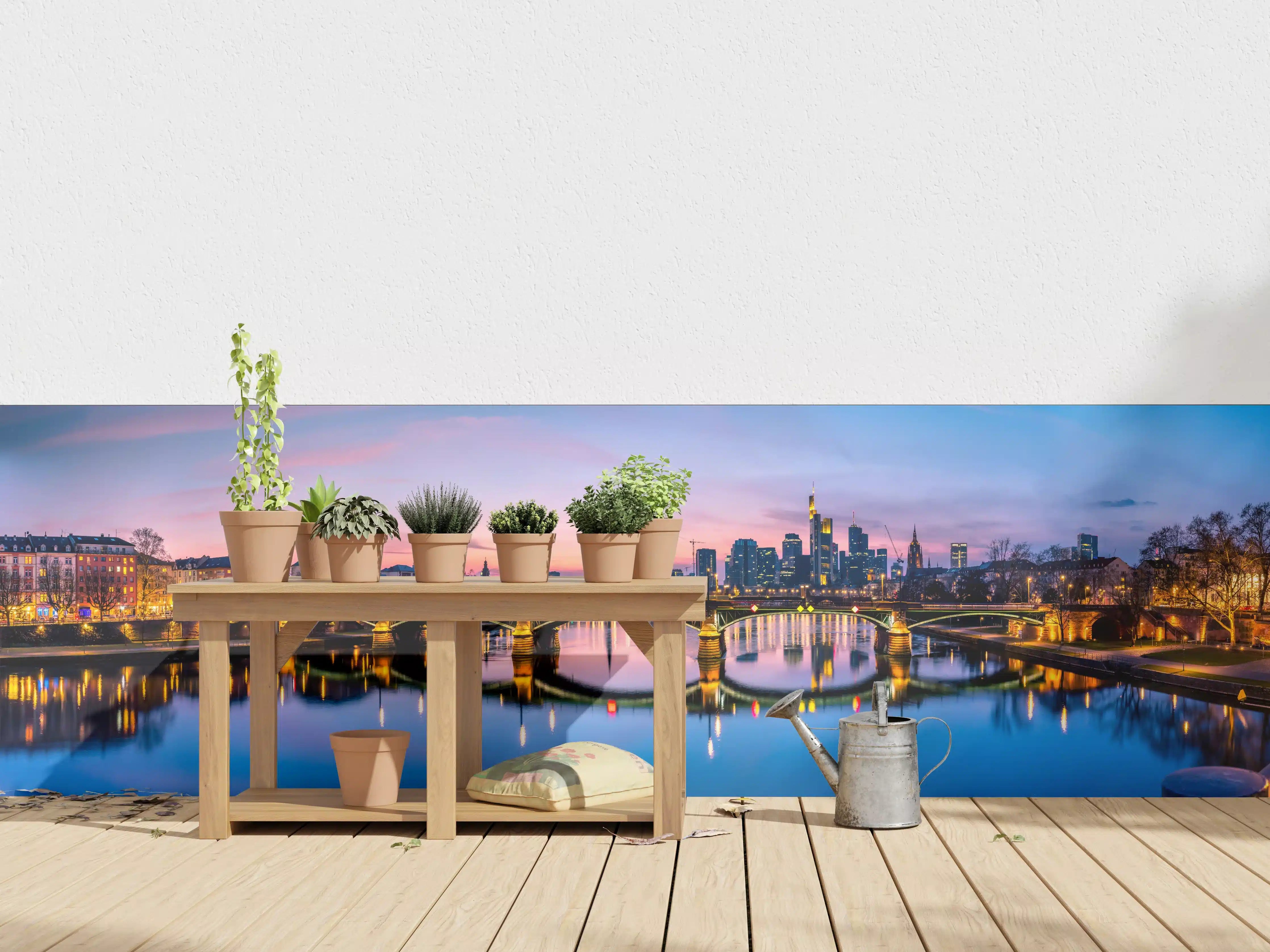 Wandverkleidung außen - Frankfurt Skyline Wasserspiegelung