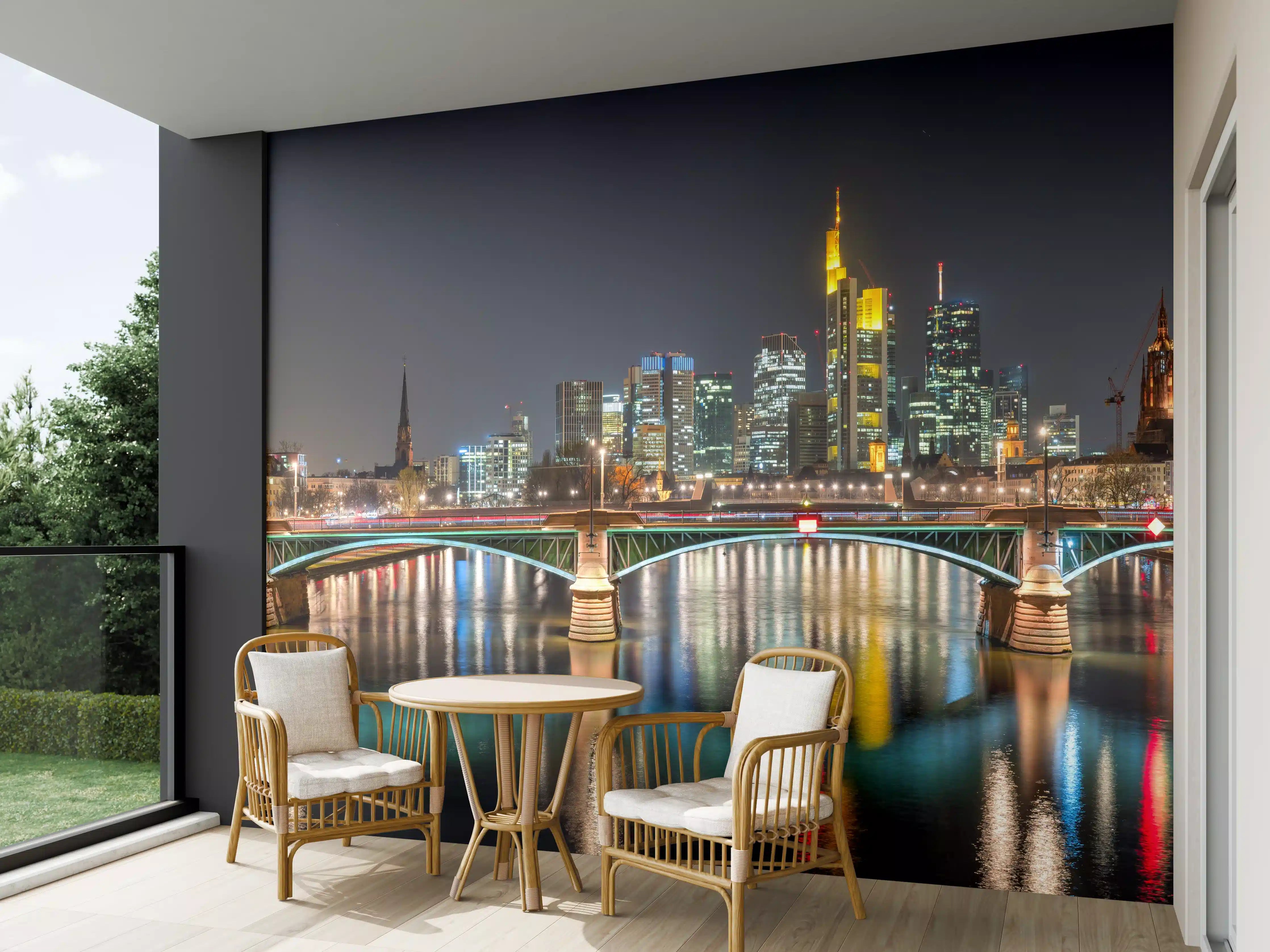 Wandverkleidung außen - Frankfurt Skyline bei Nacht