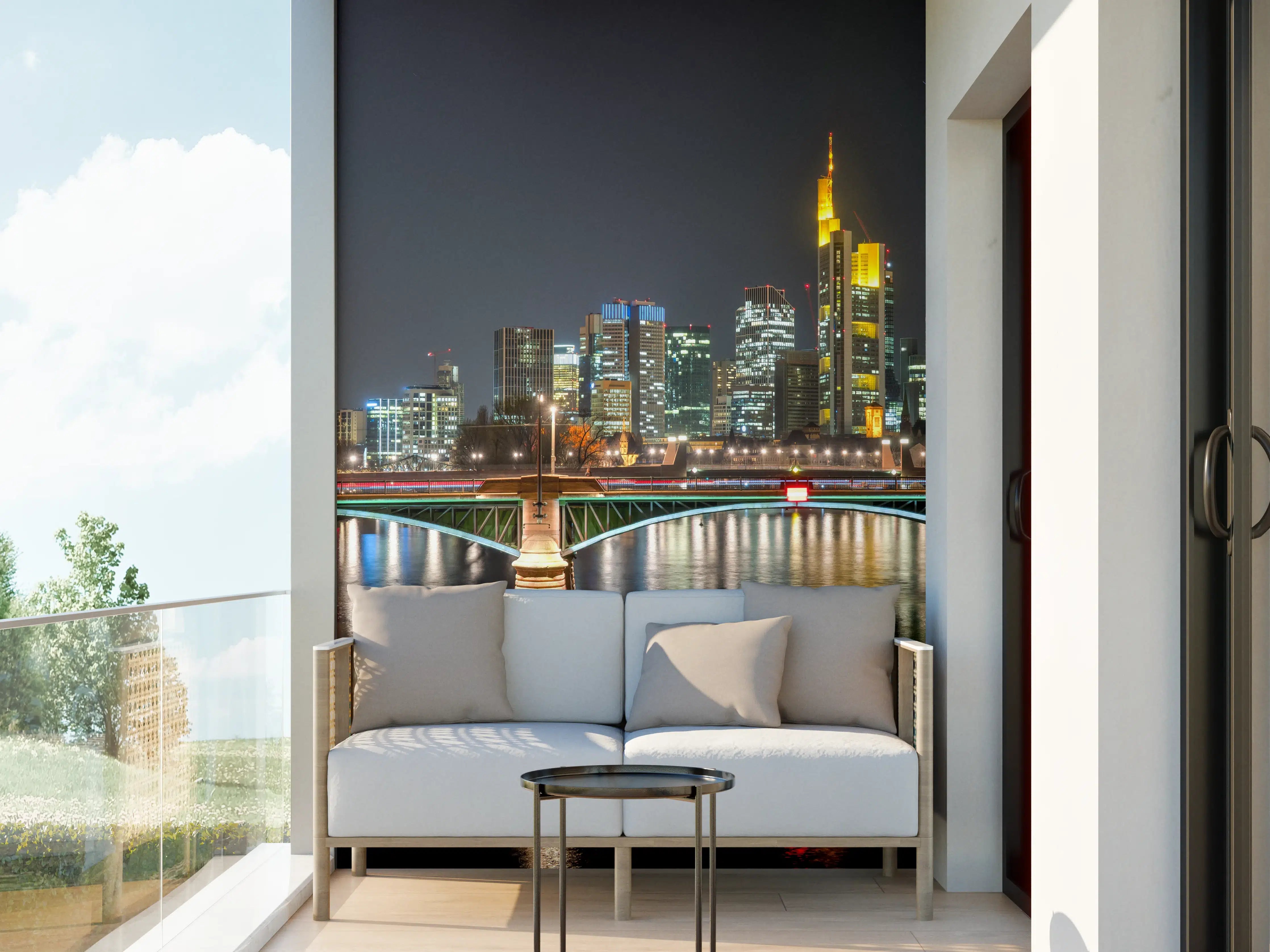 Wandverkleidung außen - Frankfurt Skyline bei Nacht