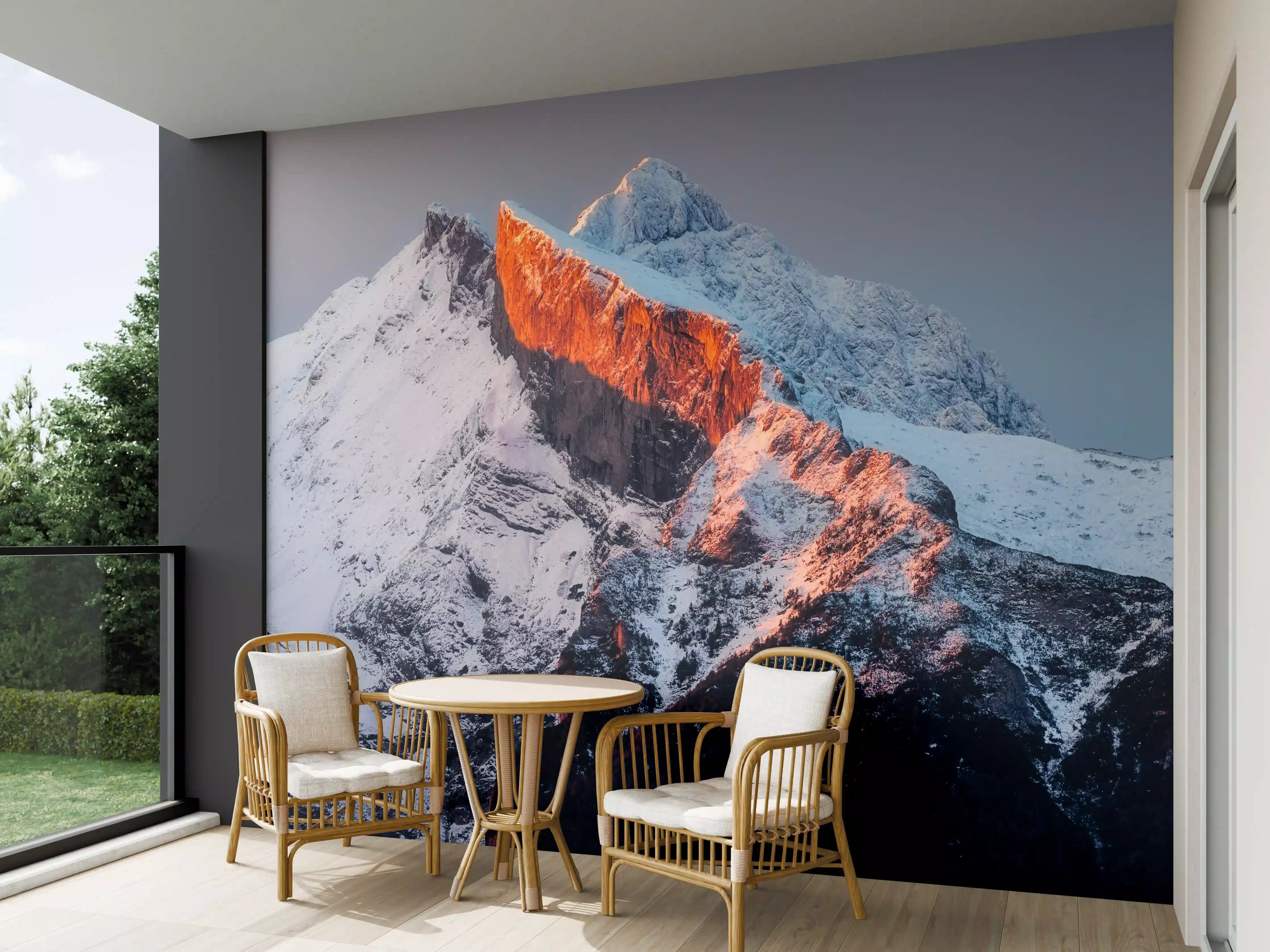 Wandverkleidung außen - Frostiges Bergpanorama bei Sonnenaufgang