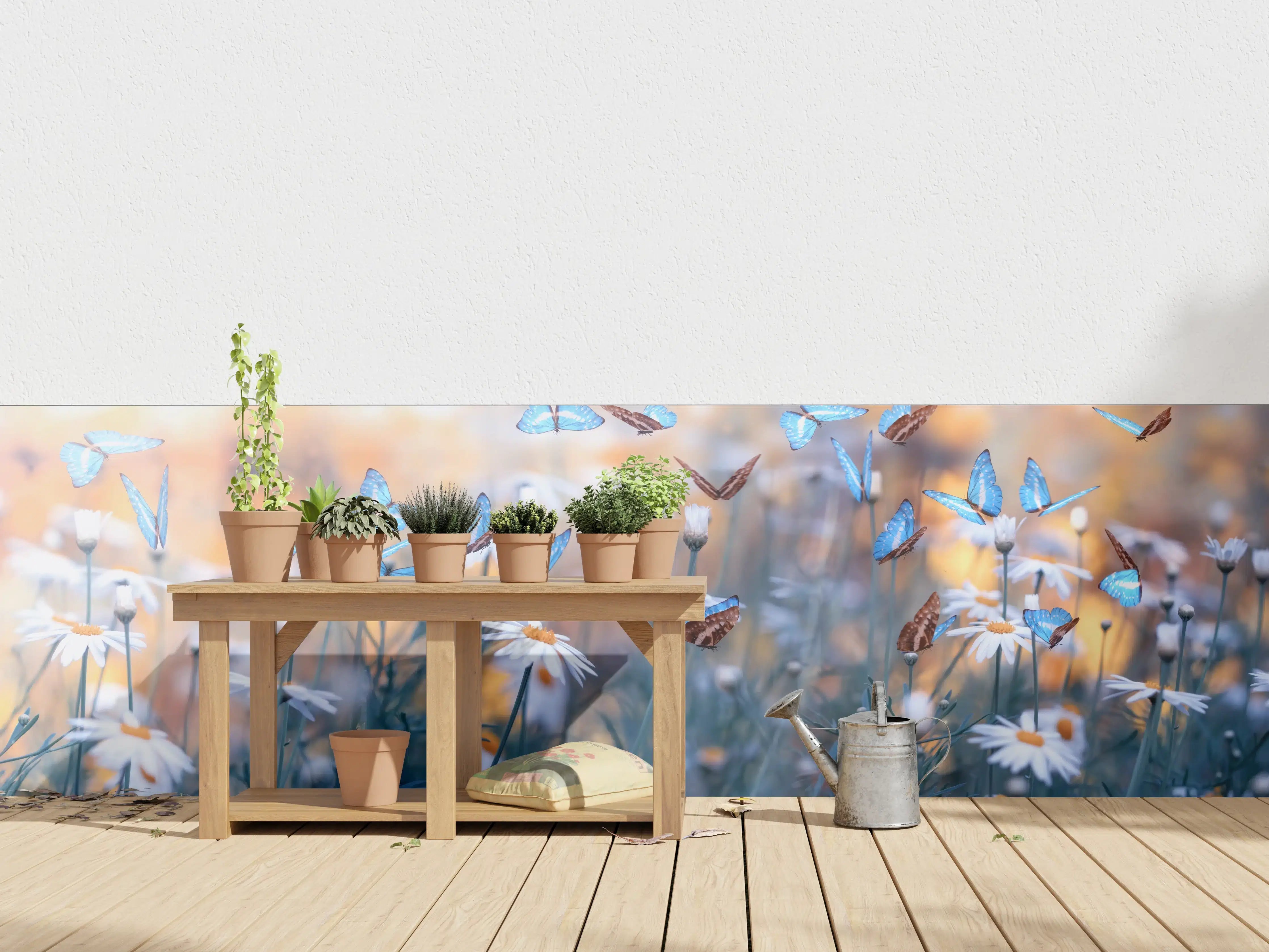 Wandverkleidung außen - Frühling Naturlandschaft mit wilden Blumen
