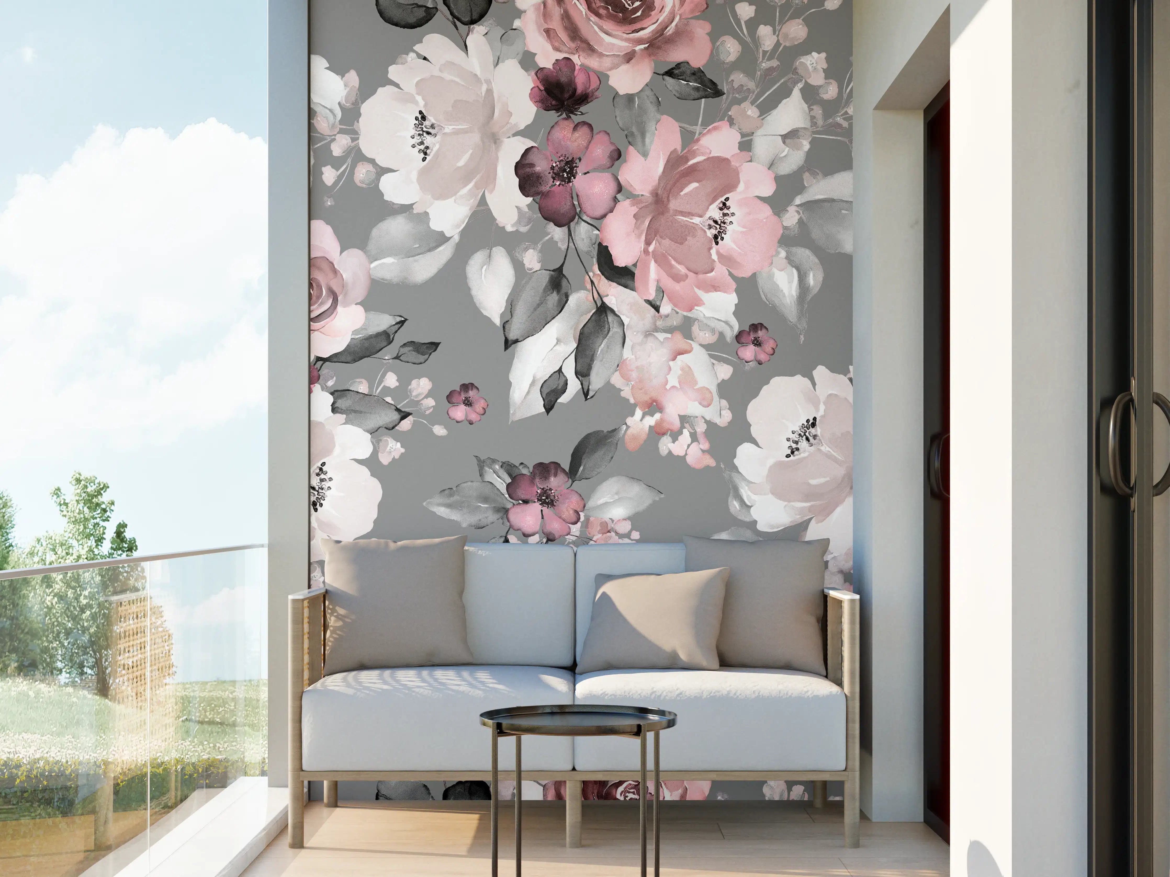 Wandverkleidung außen - Frühlingsblumen im Tapeten-Stil