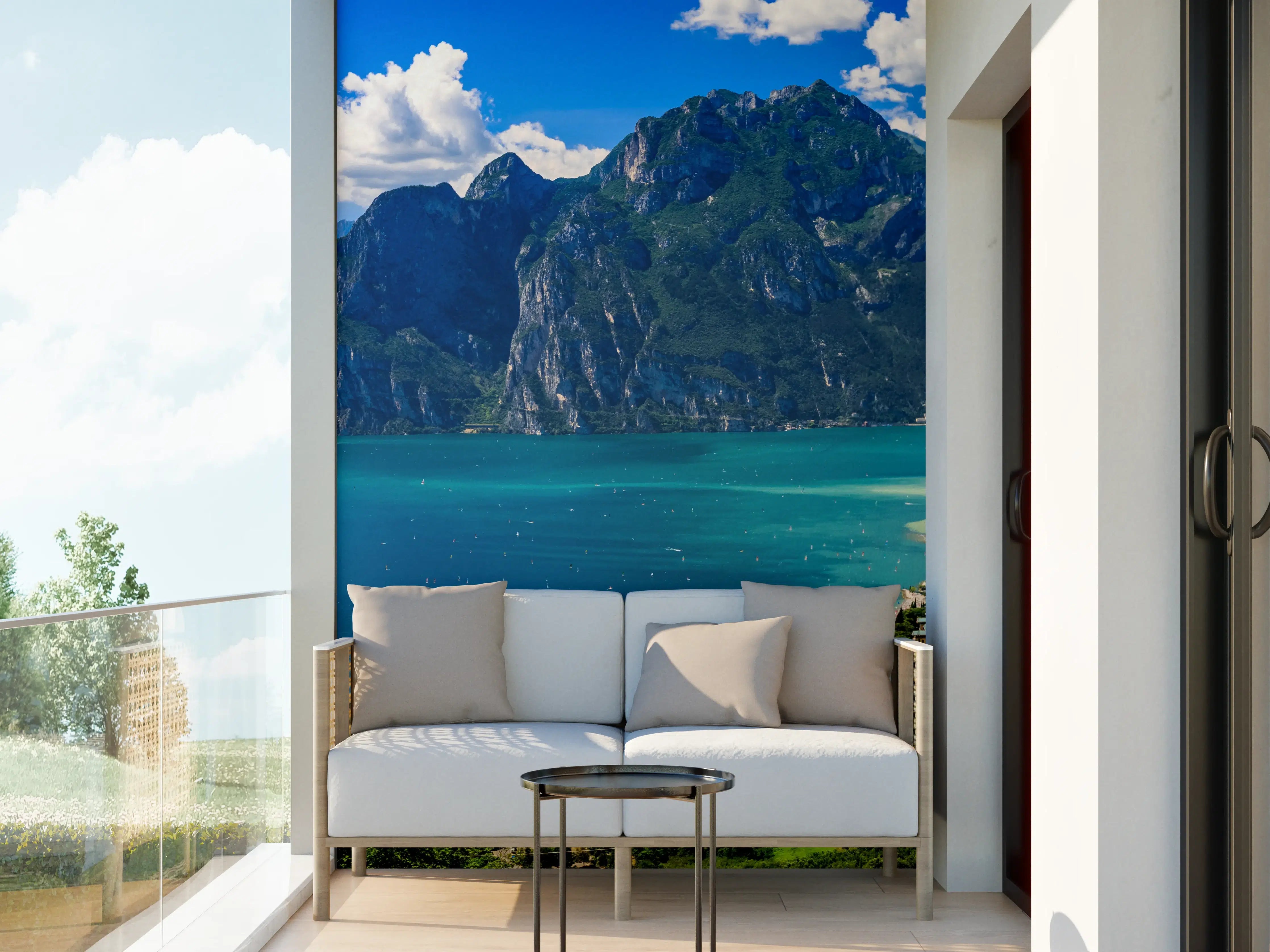 Wandverkleidung außen - Gardasee Panorama in Blau und Grün