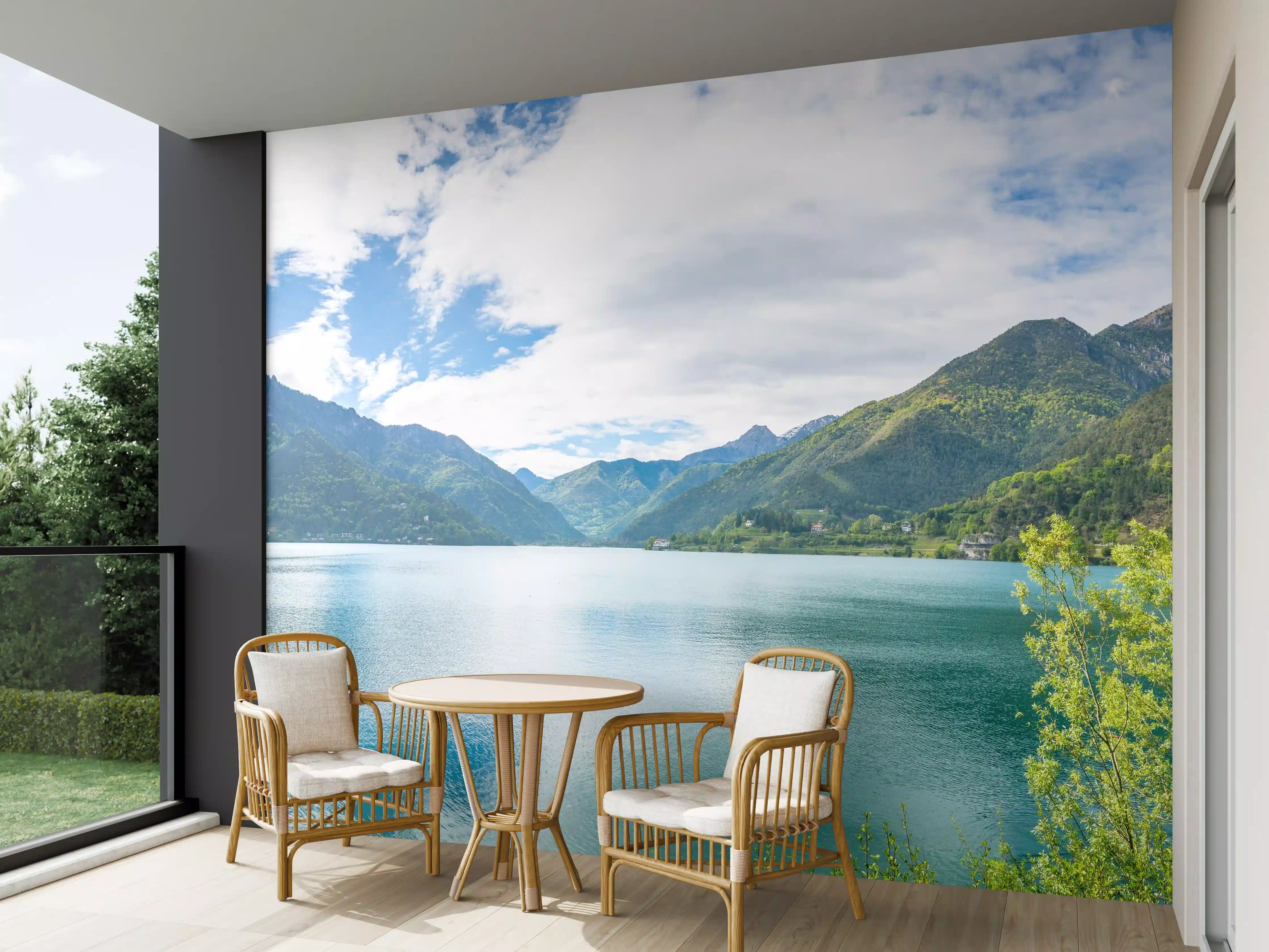 Wandverkleidung außen - Gardasee Türkis-Grünes Panorama