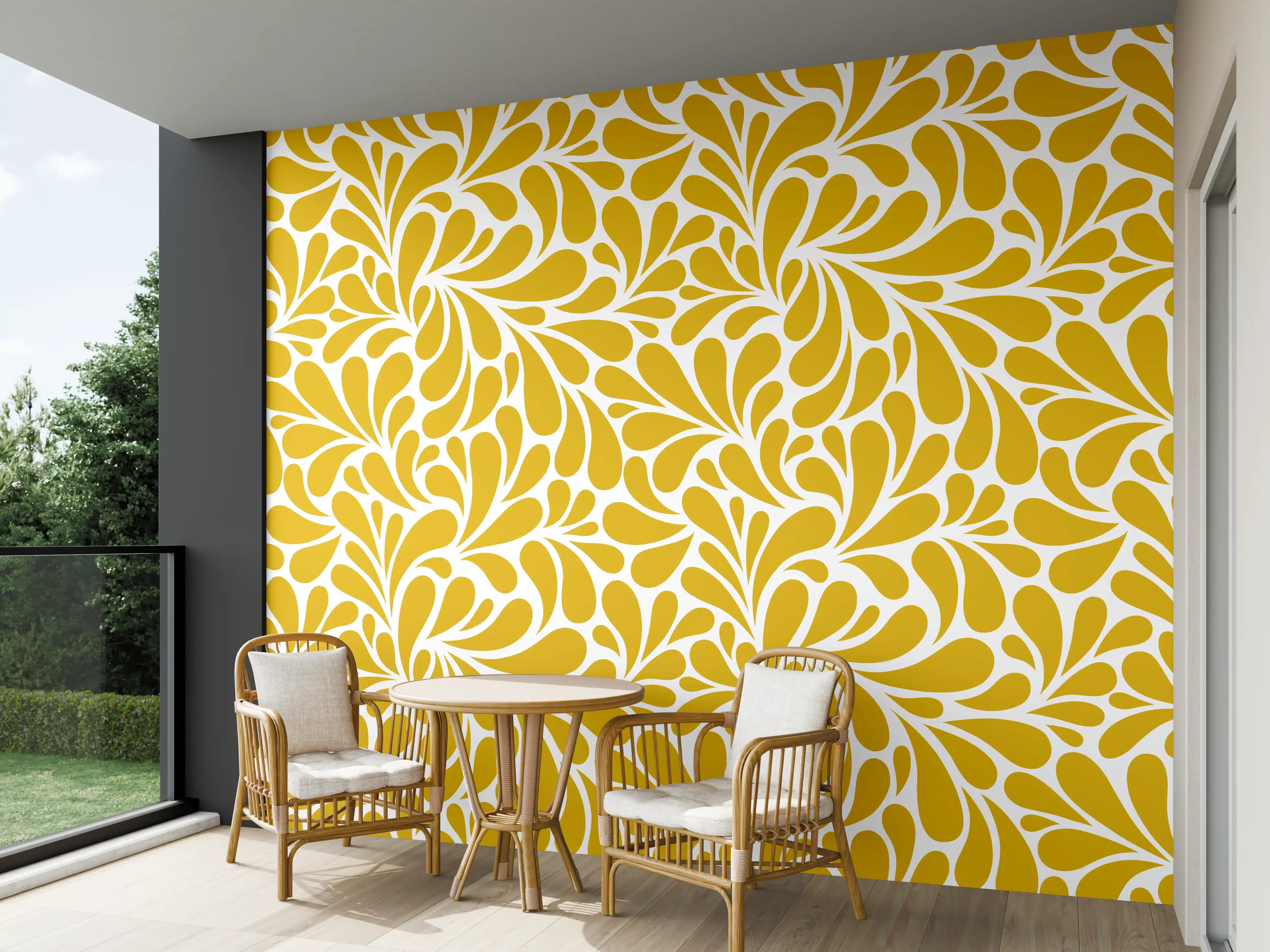 Wandverkleidung außen - Gelb-Weiß-Muster-Design
