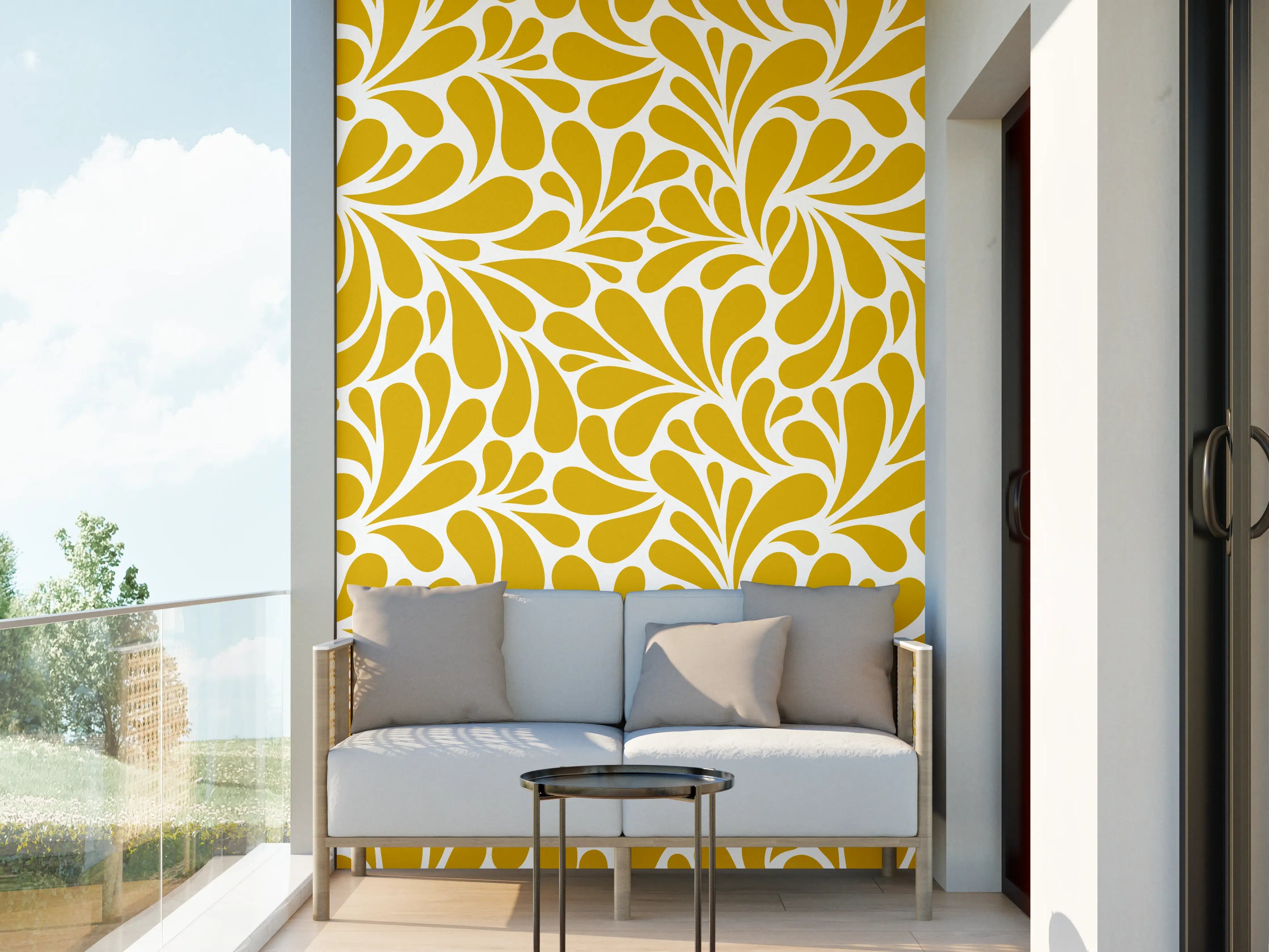 Wandverkleidung außen - Gelb-Weiß-Muster-Design
