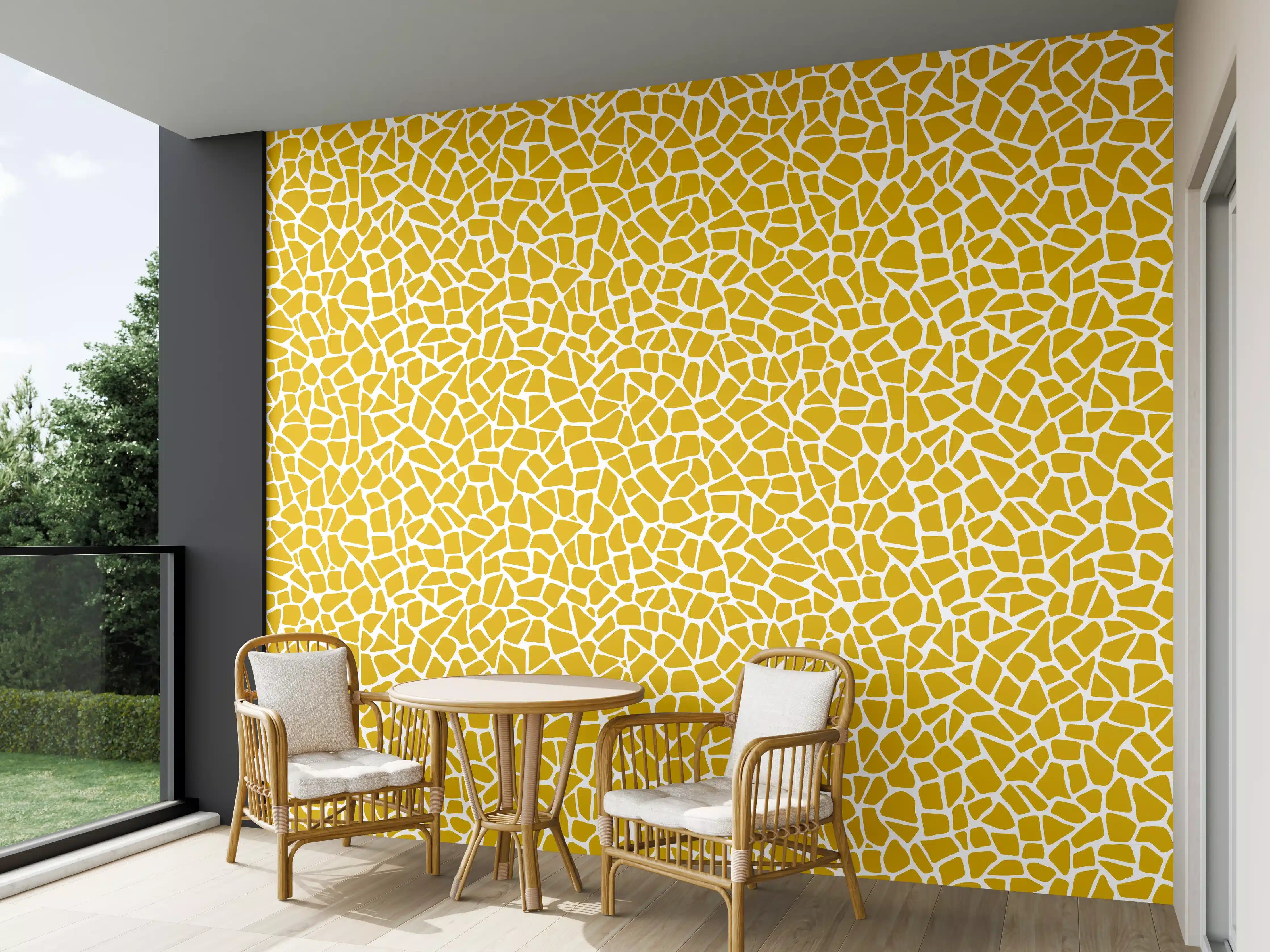 Wandverkleidung außen - Gelbe Fliesenakzentwand