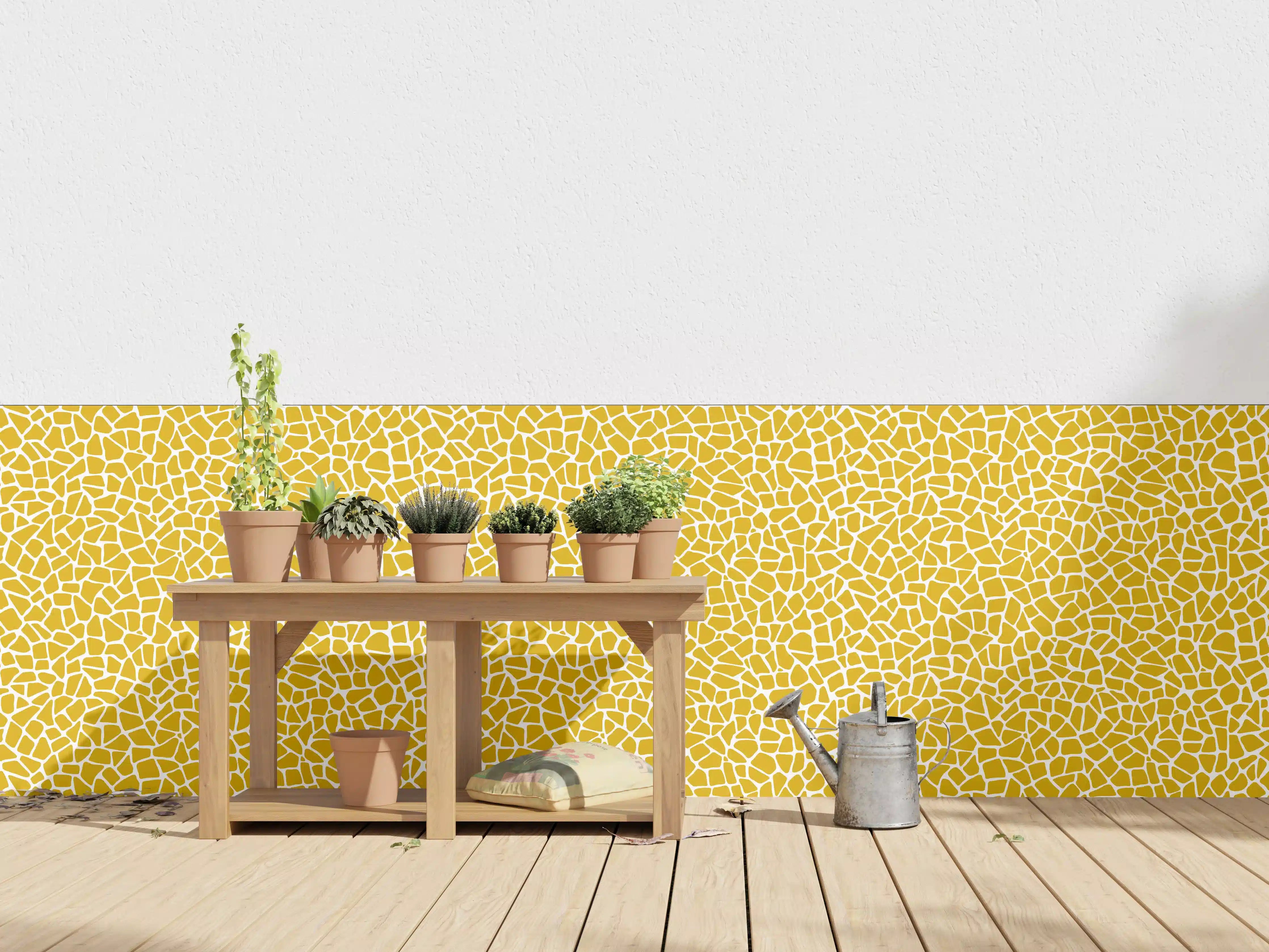 Wandverkleidung außen - Gelbe Fliesenakzentwand