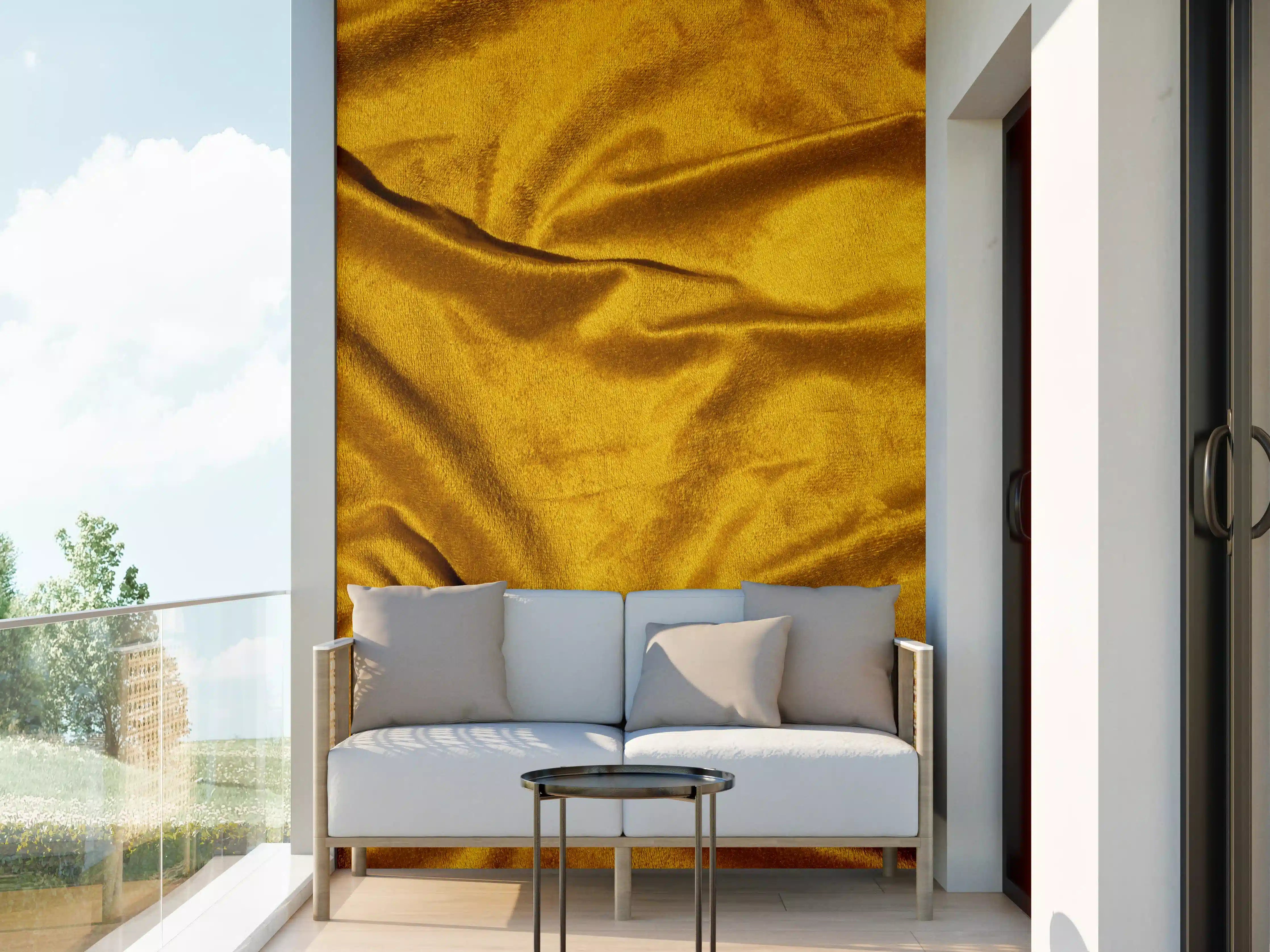 Wandverkleidung außen - Gelbe Satin Seide