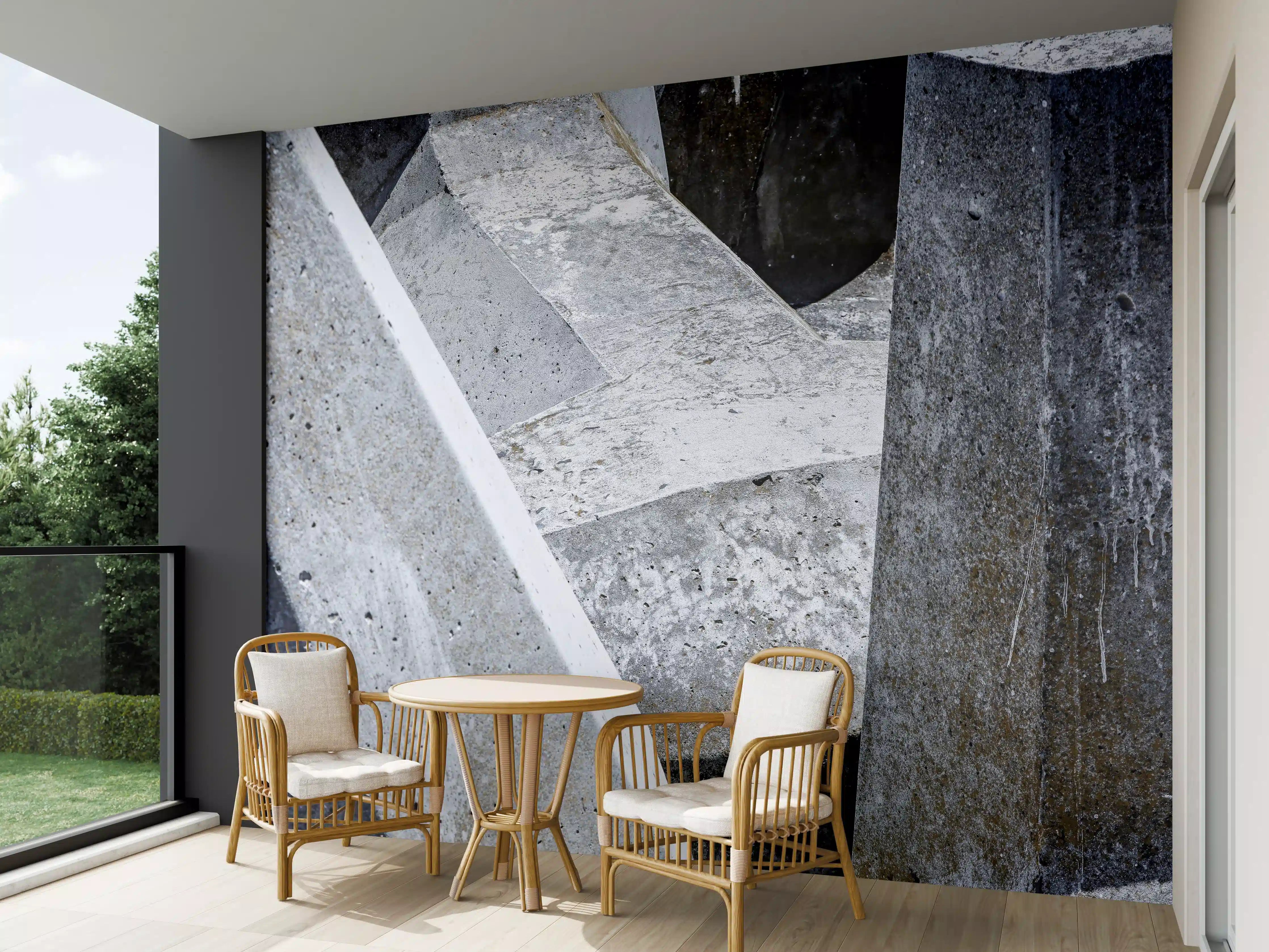 Wandverkleidung außen - Geometrie in Grau-Weiß