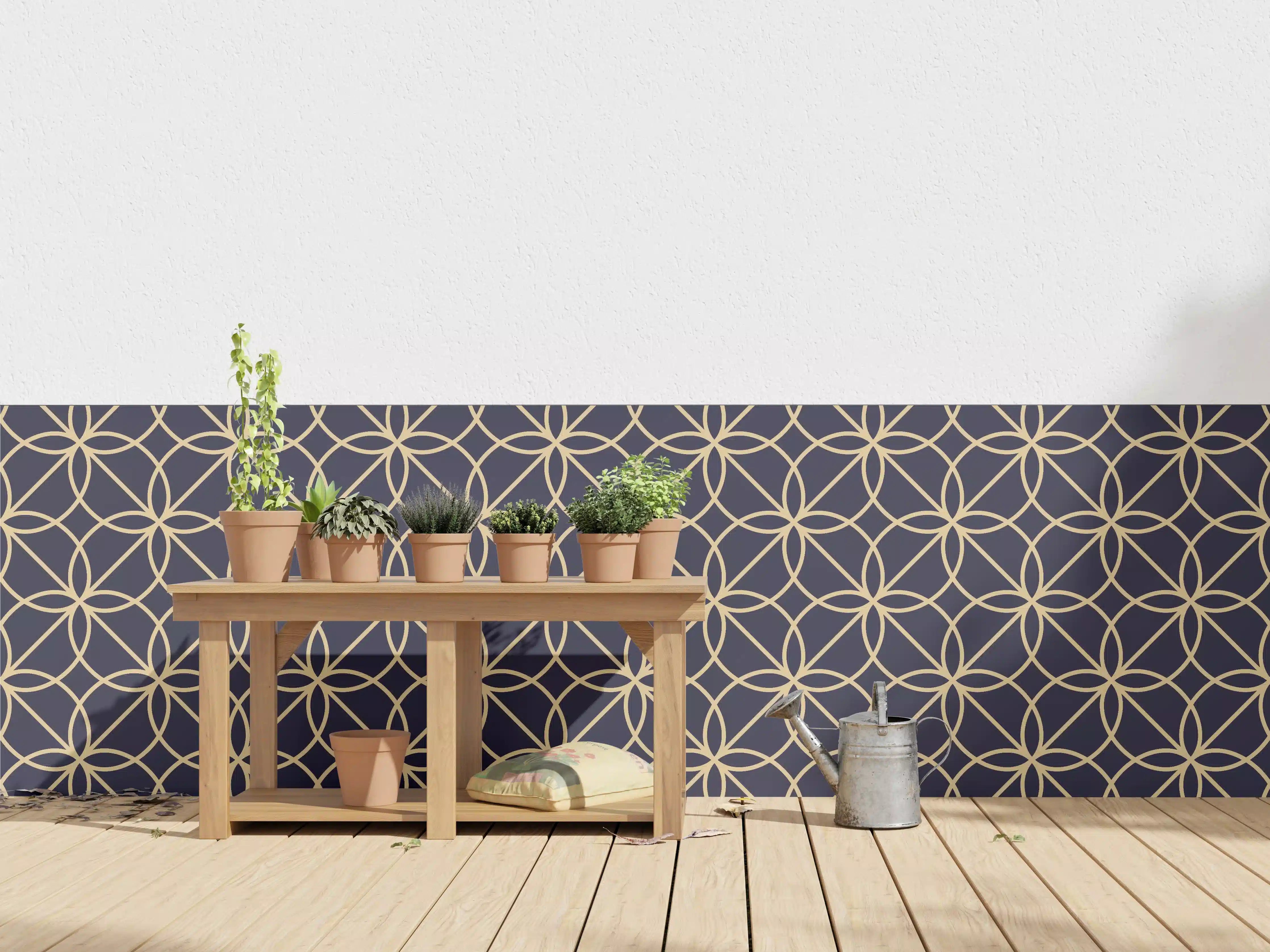 Wandverkleidung außen - Geometrisch Blaues Muster