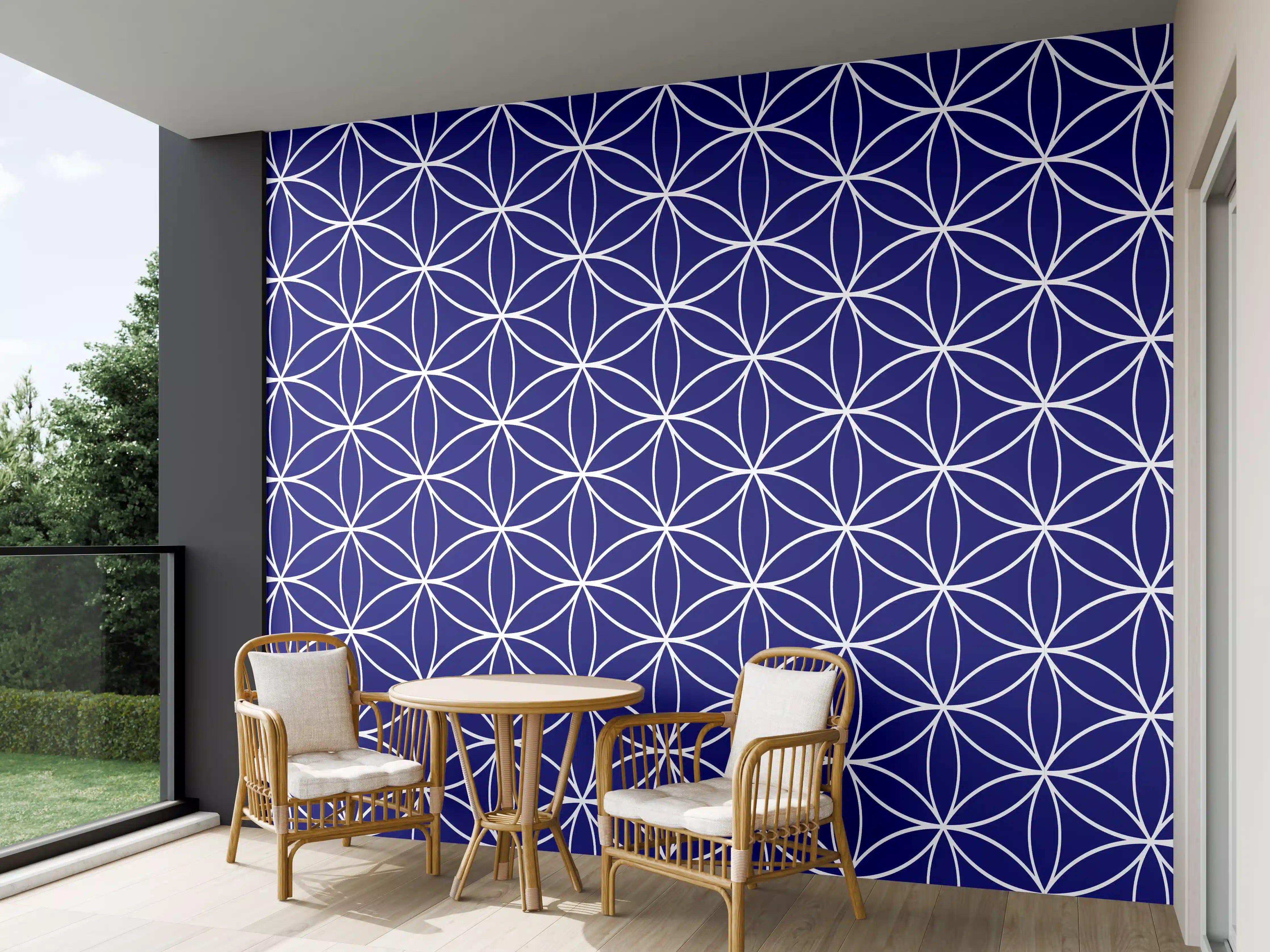 Wandverkleidung außen - Geometrische Blautöne