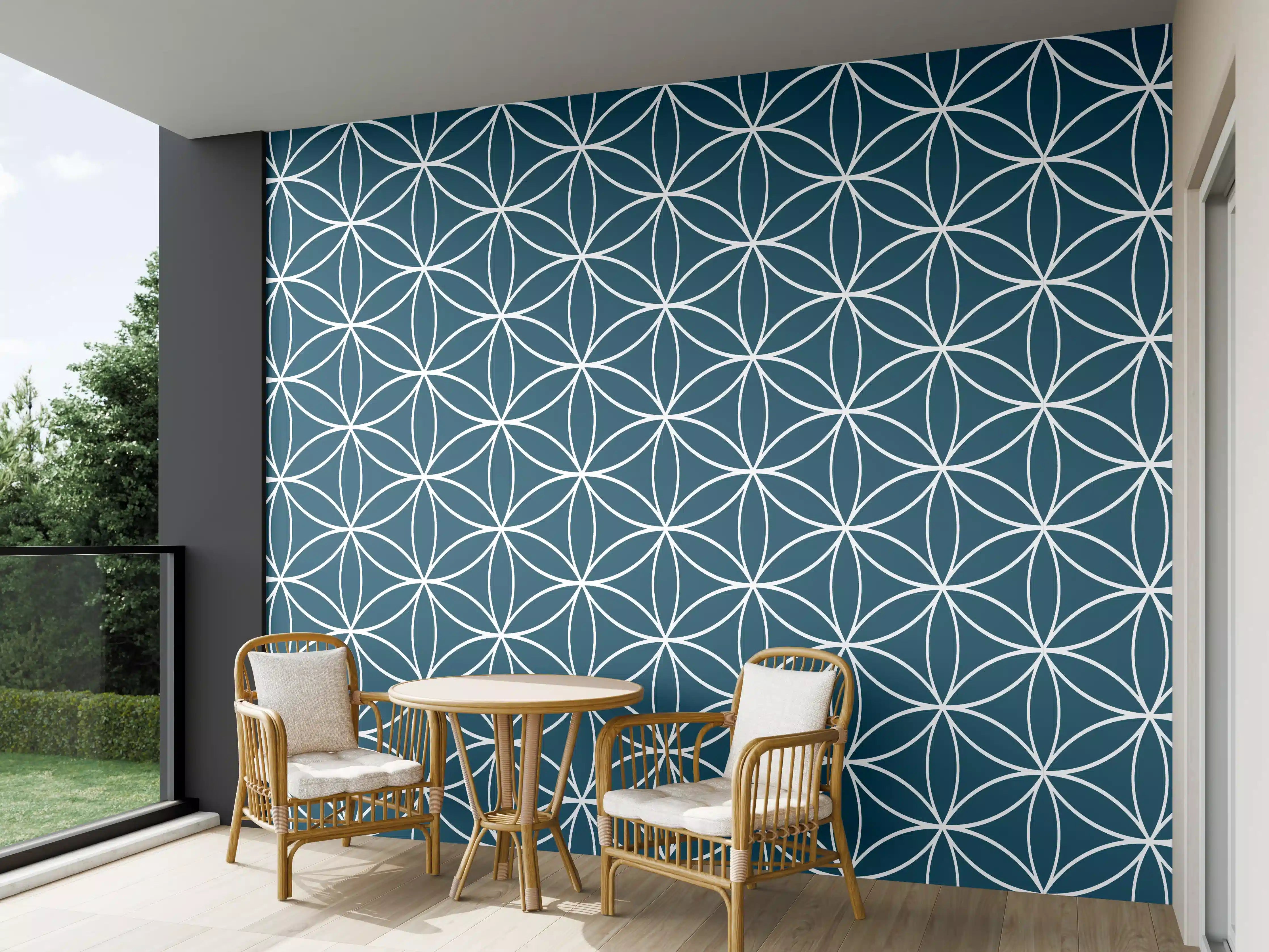 Wandverkleidung außen - Geometrische Blauw-Tiefen-Textur