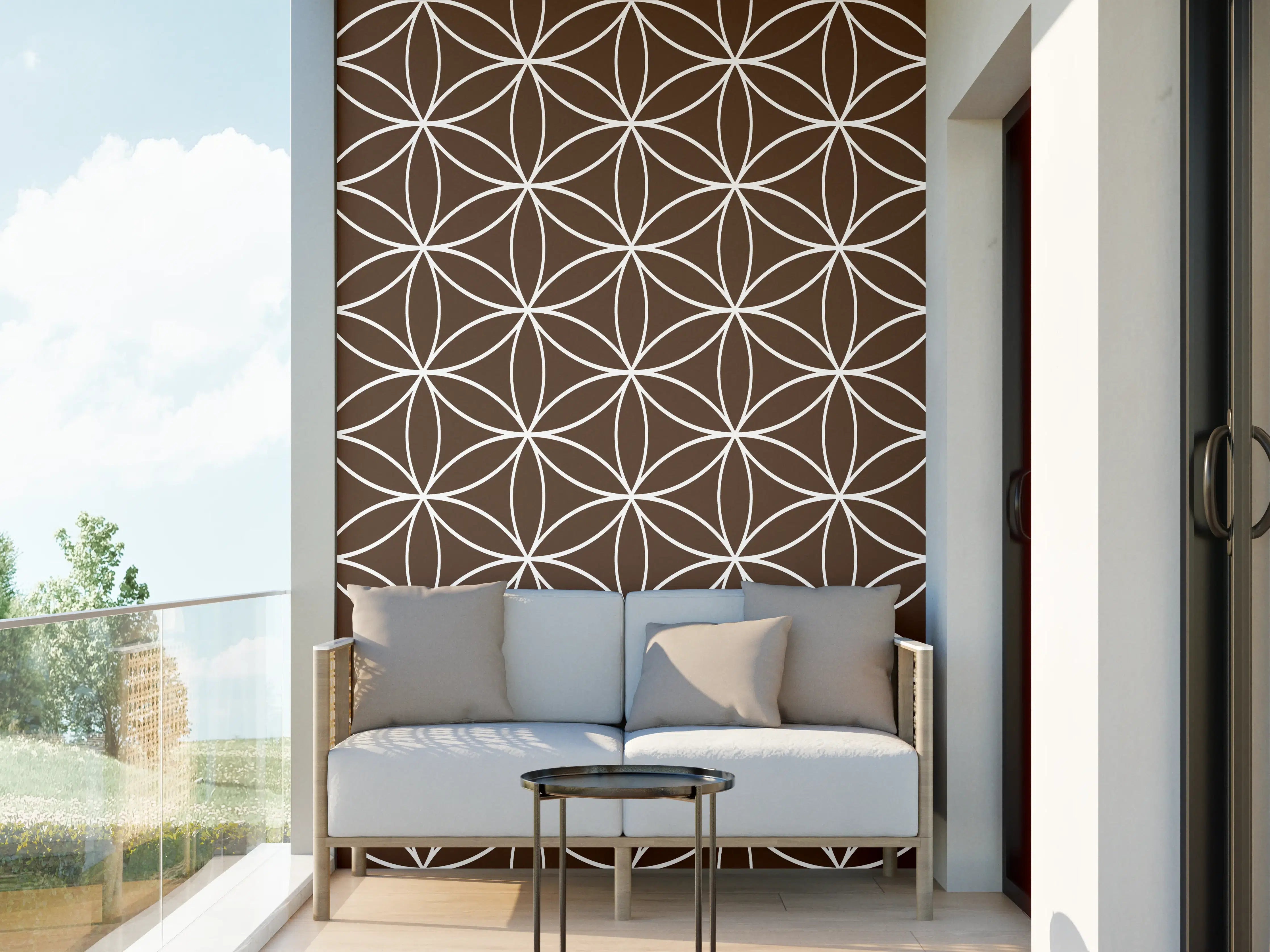 Wandverkleidung außen - Geometrische Fliesen in warmem Braun