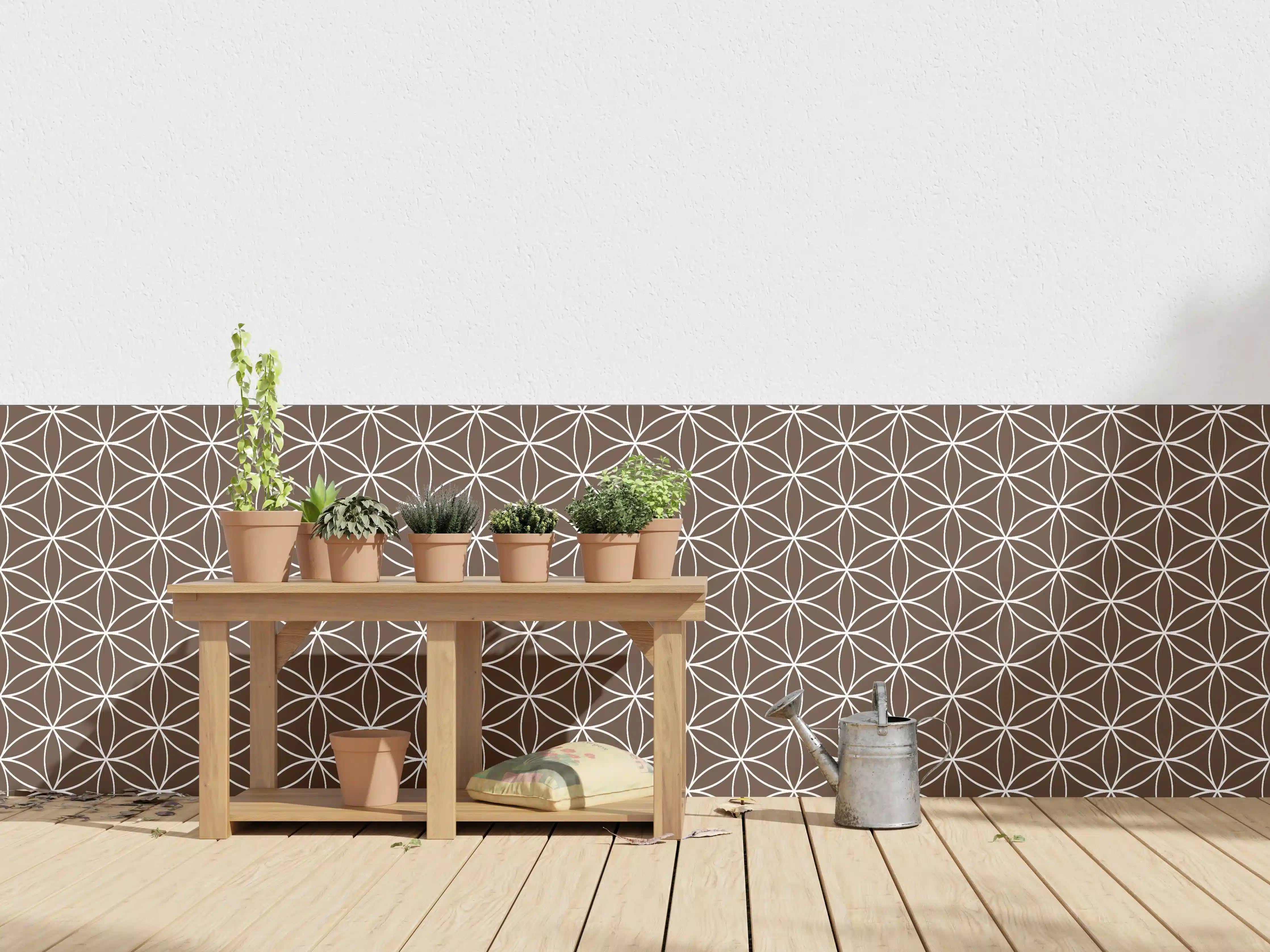 Wandverkleidung außen - Geometrische Fliesen in warmem Braun